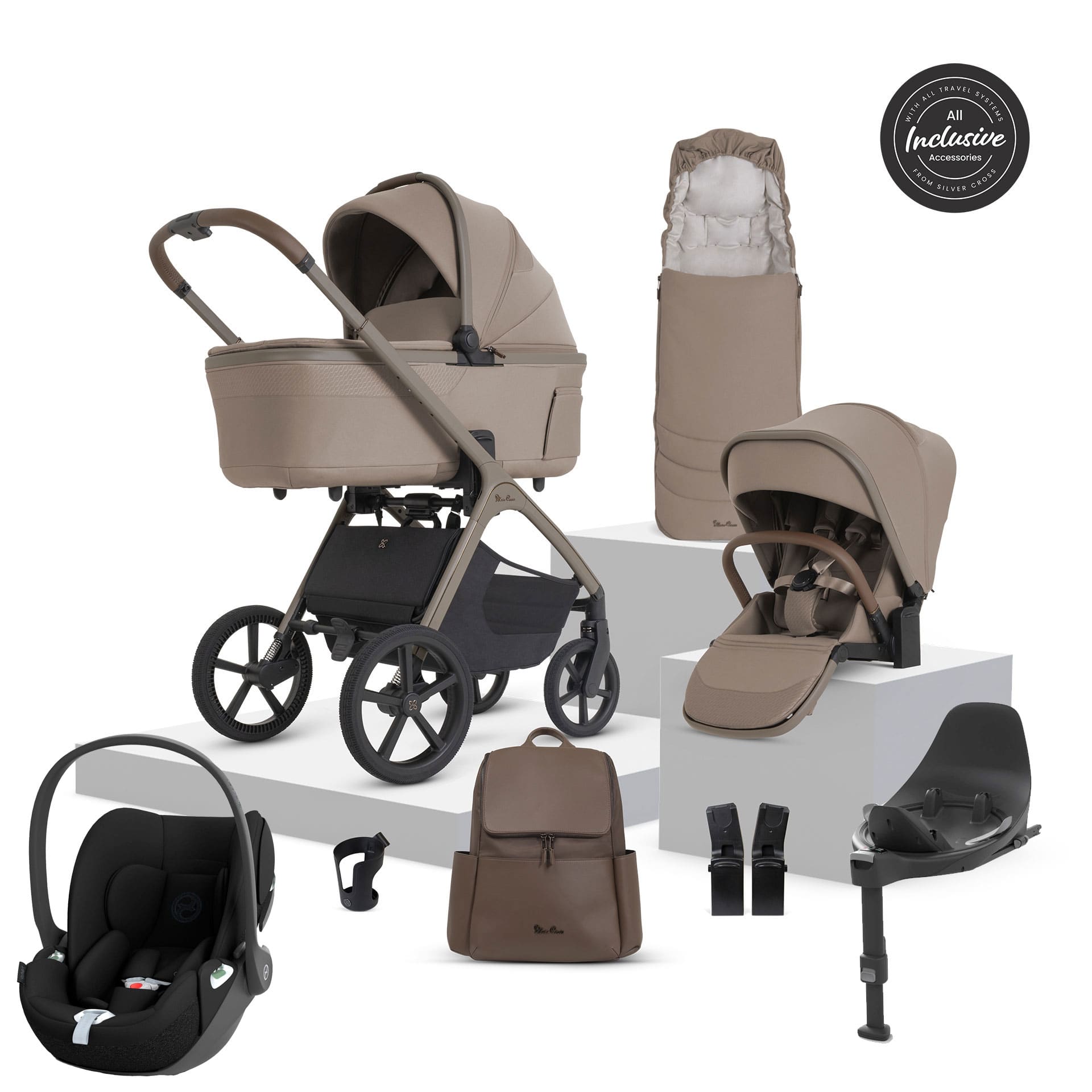 Silver Cross Cove 2 Cybex Travel System in Champagne Travel Systems 23126-CHA-1 5055836936110