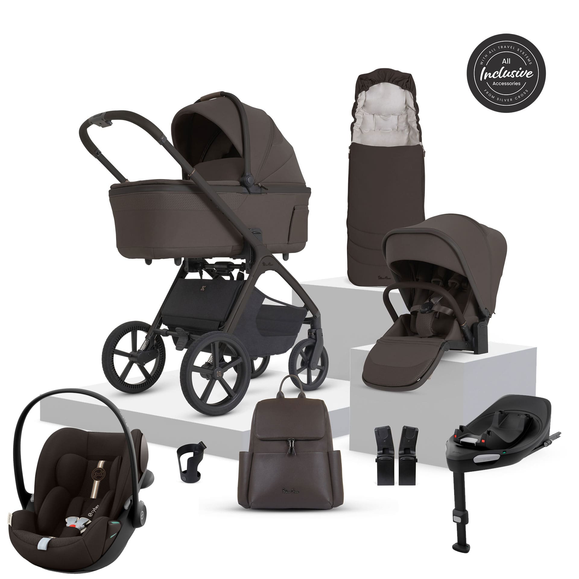 Silver Cross Cove 2 Cybex Travel System in Chocolate Travel Systems 23126-CHO 5055836936134