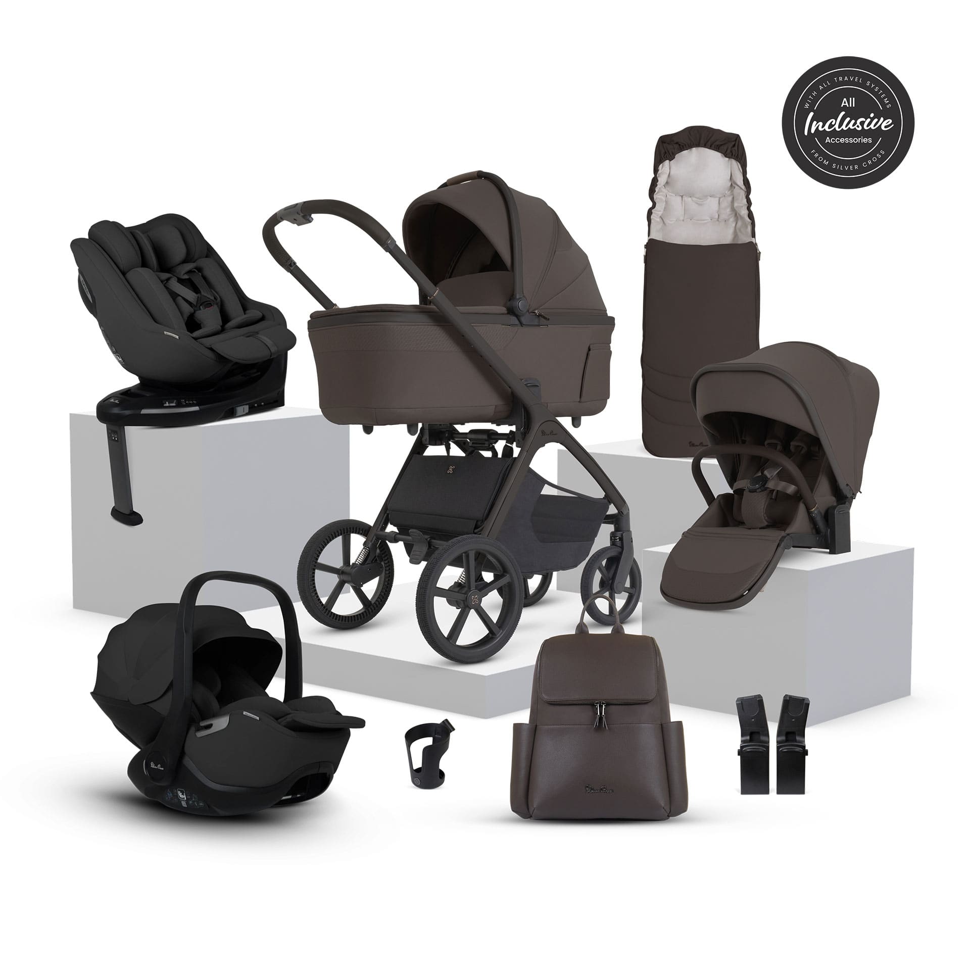 Silver Cross Cove 2 Ultimate 360 Family Bundle in Chocolate Travel Systems 23111-CHO 5055836936233
