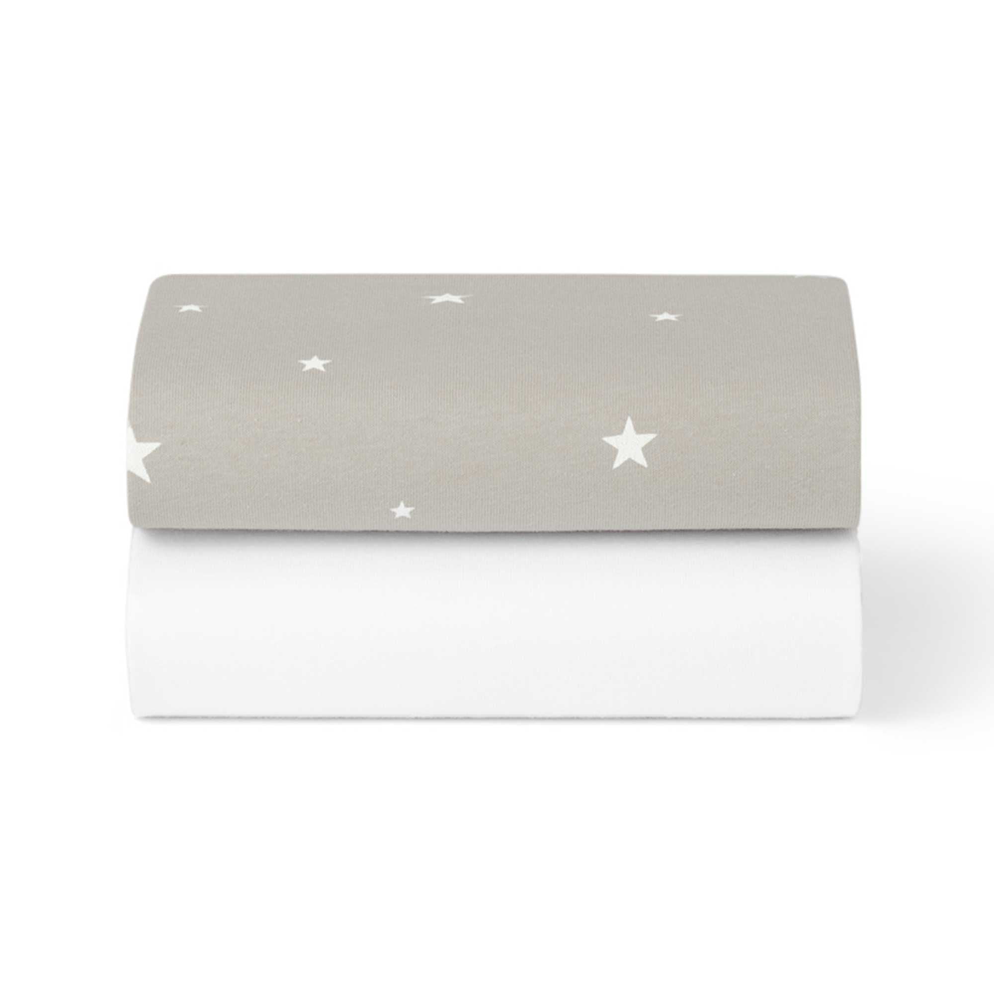 SnüzPod Fitted Crib Sheets 2pk in Grey Star Cot & Cot Bed Sheets BD028BR 5061061510797