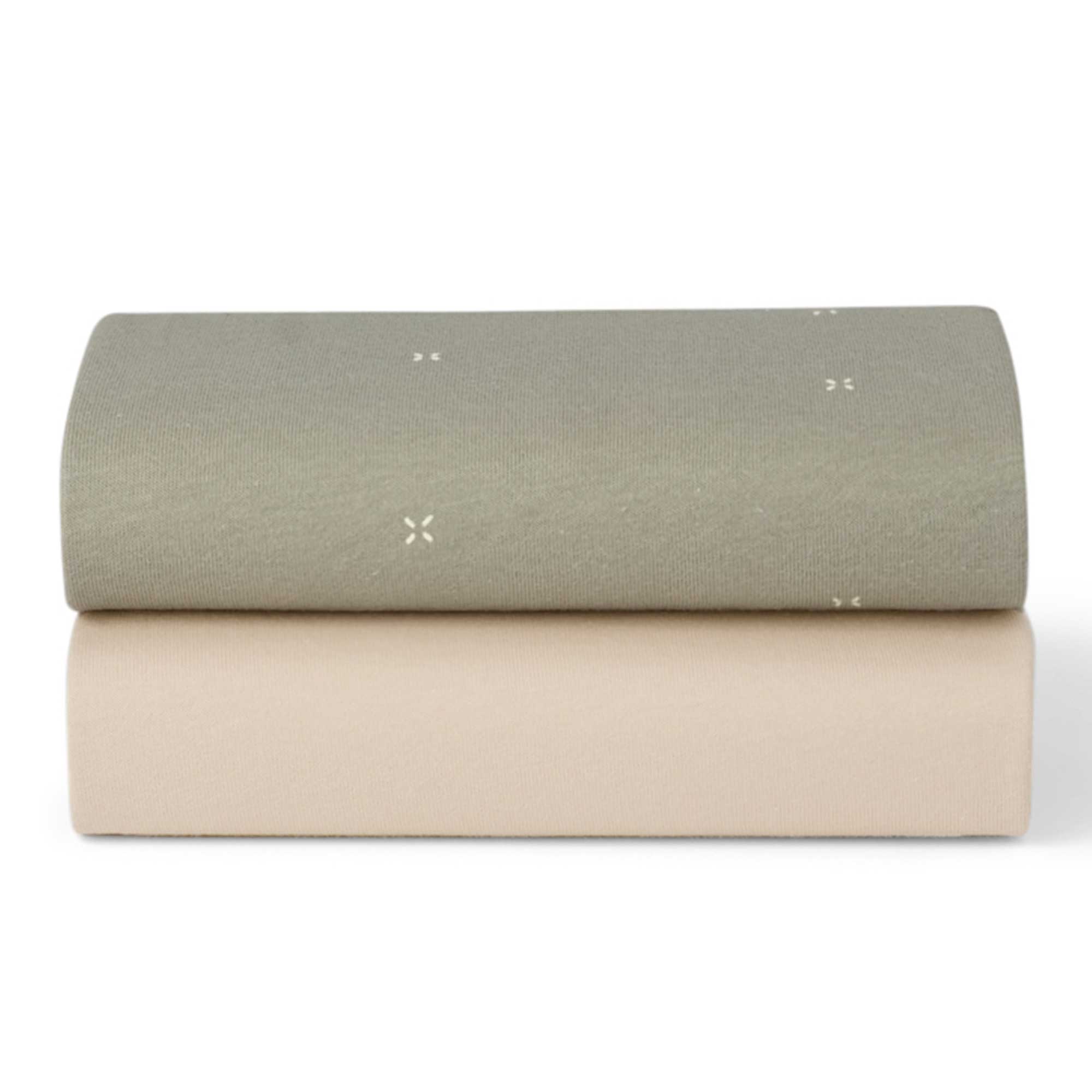 SnüzPod Fitted Crib Sheets 2pk in Sage Cross Cot & Cot Bed Sheets BD028BT 5061061510810