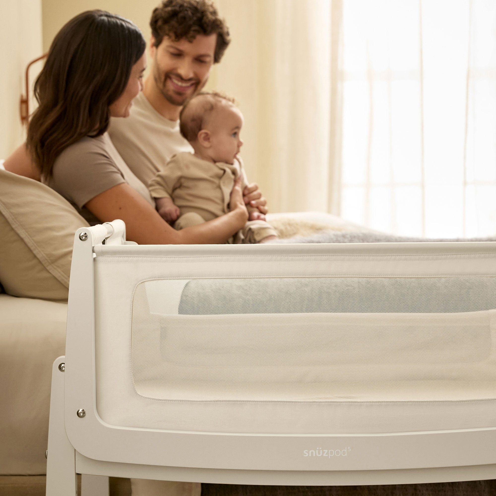 SnuzPod 5 Bedside Crib in Cashmere Cribs