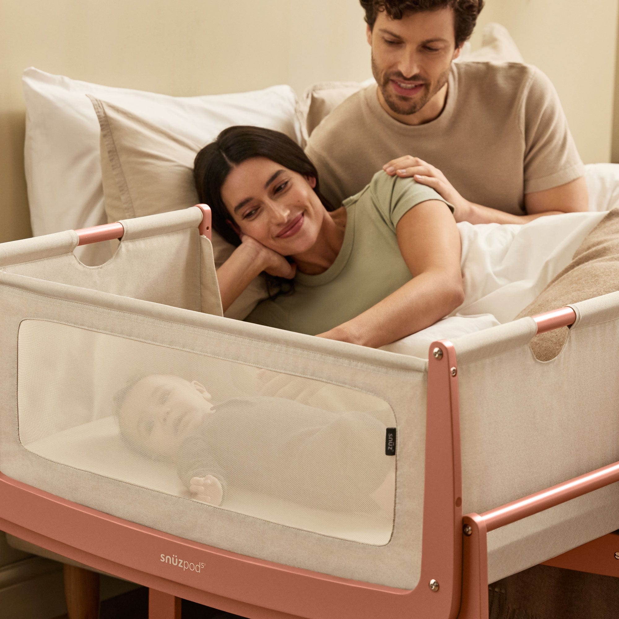 SnuzPod 5 Bedside Crib in Terracotta Cribs