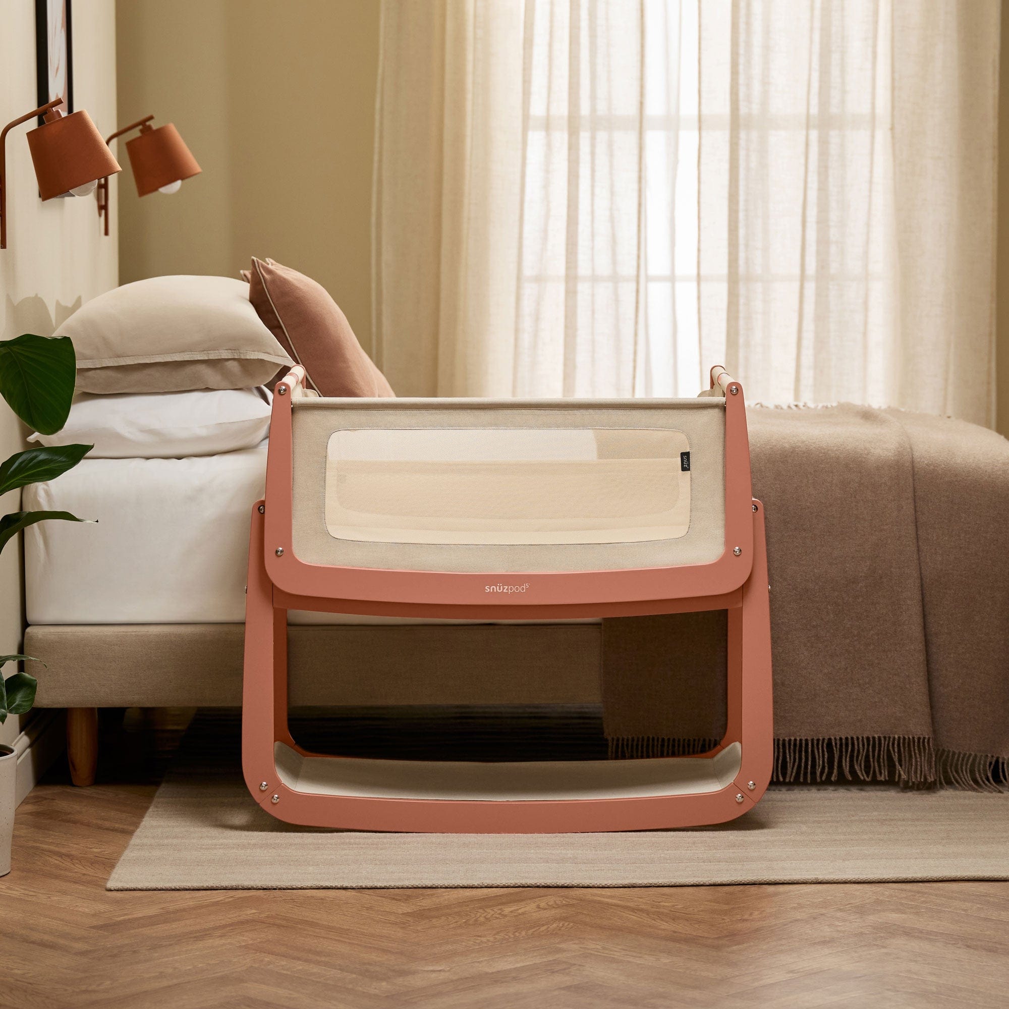 SnuzPod 5 Bedside Crib in Terracotta Cribs