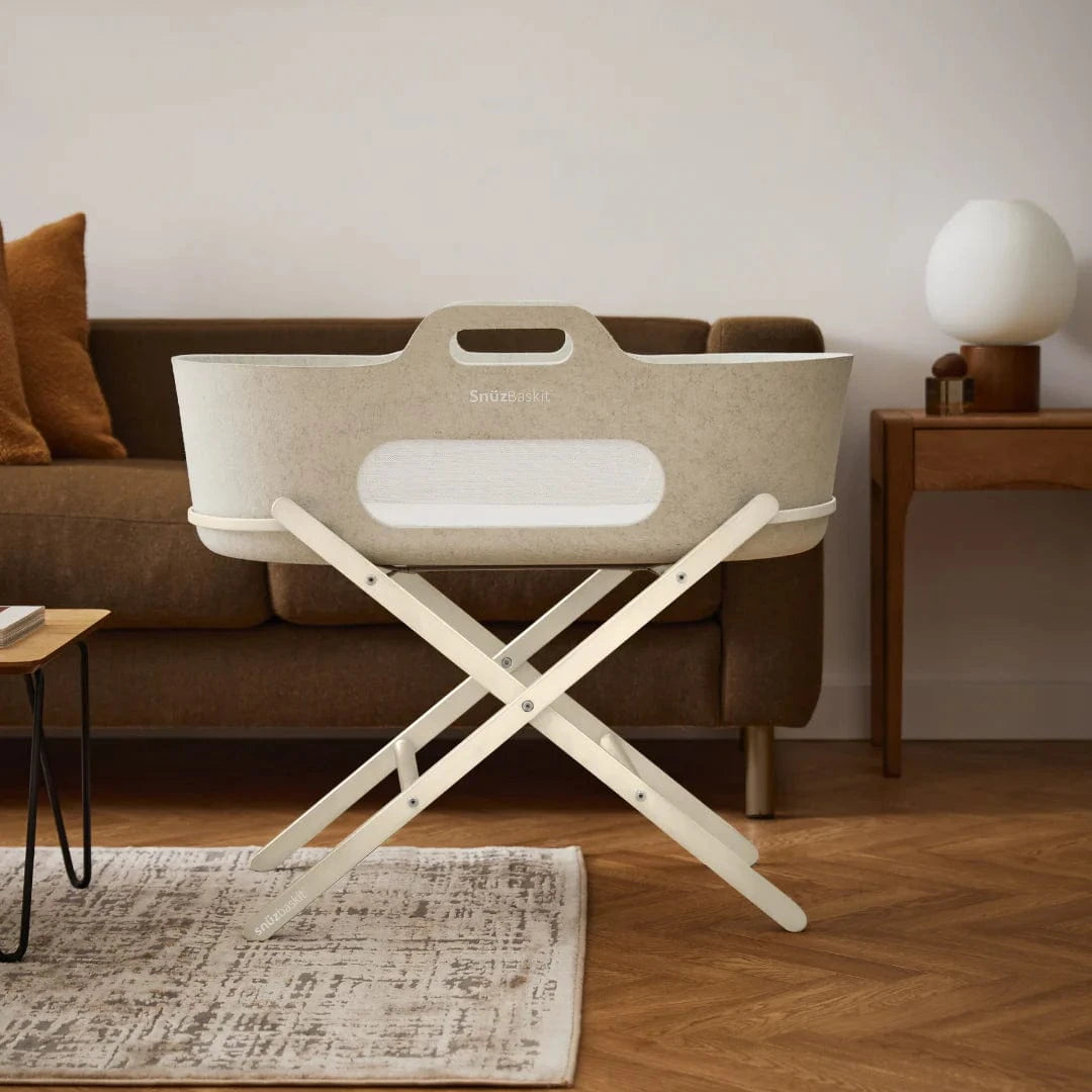 SnüzPod Baskit with Cashmere Stand in Barley Moses Baskets & Stands FSB001DF 5061061510384