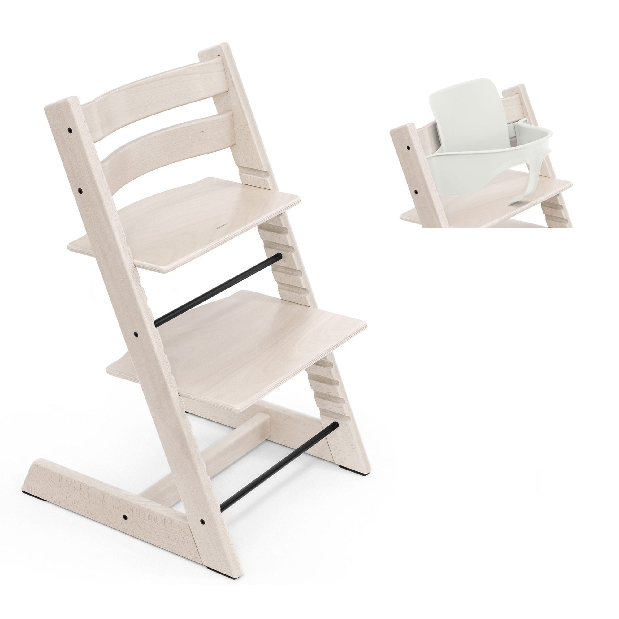 Stokke Tripp Trapp Highchair and Baby Set in Whitewash Baby Highchairs 21156-CHR-BBY-SET-WW 7040351001052