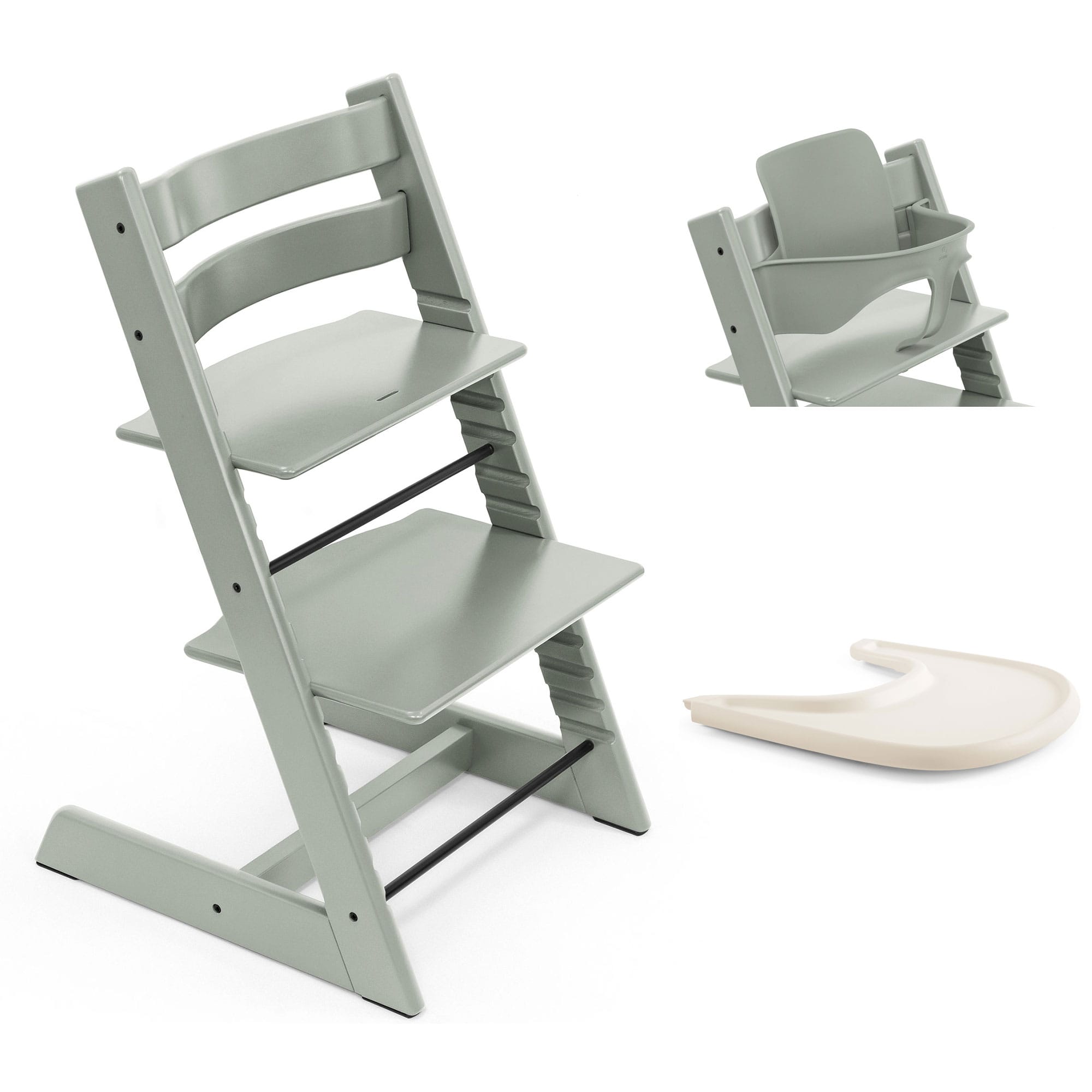 Stokke Tripp Trapp Highchair and Baby Set & Tray in Glacier Green Baby Highchairs 21253-CHR-BBY-TRY-GG-1 7040351001397