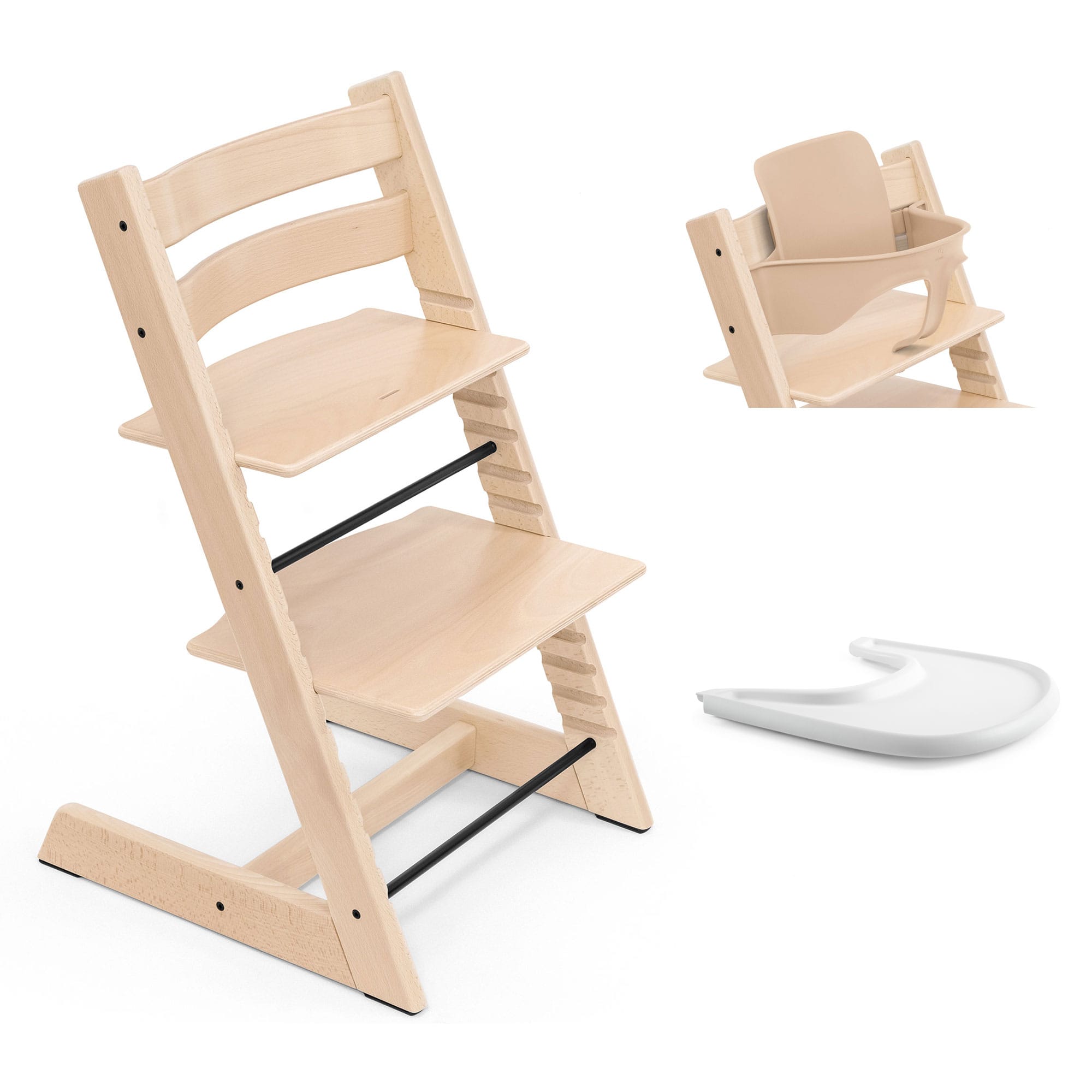 Stokke Tripp Trapp Highchair and Baby Set & Tray in Natural Baby Highchairs 21253-CHR-BBY-TRY-NT 7040351001014