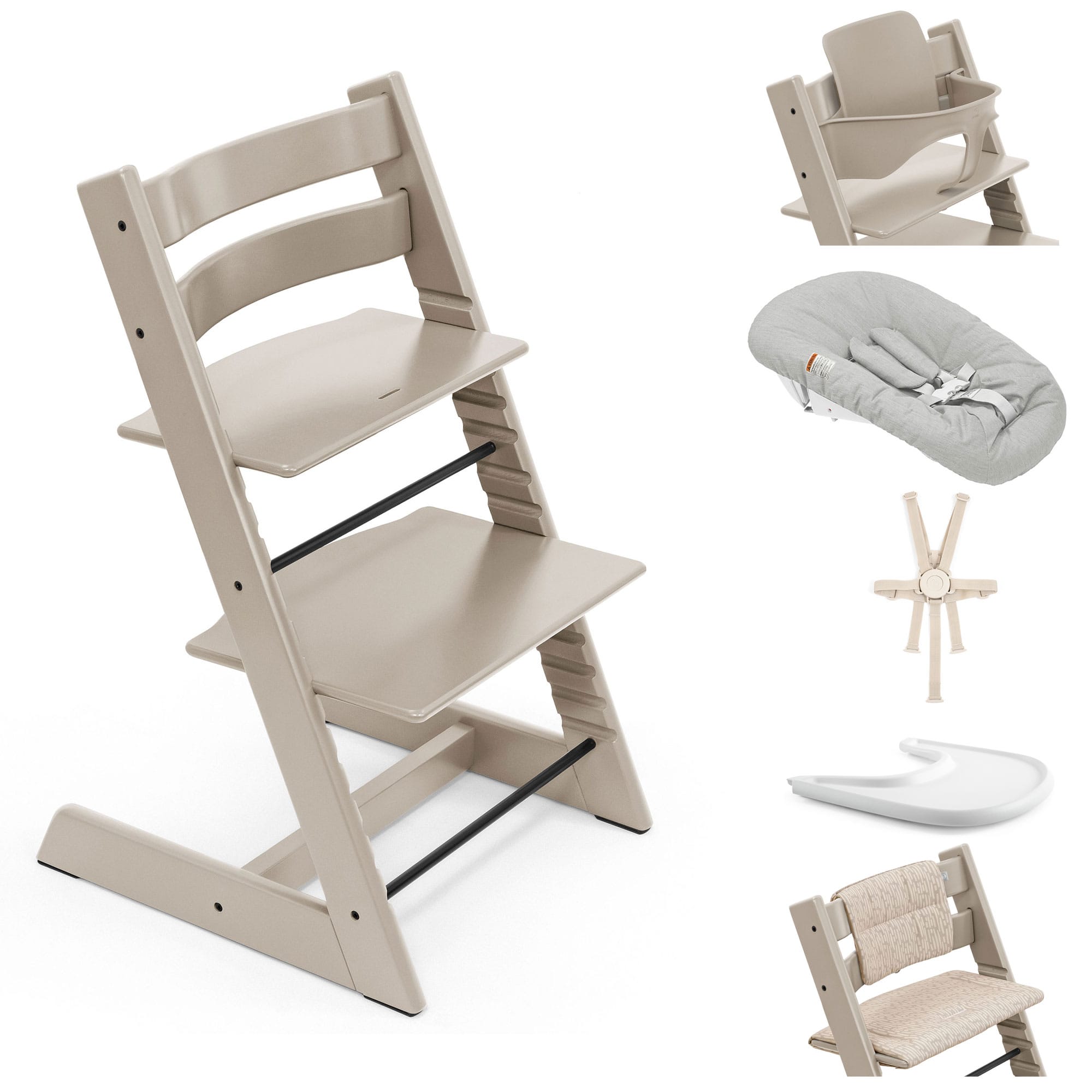 Stokke Tripp Trapp Highchair Complete Bundle in Cashmere Grey Baby Highchairs 100147-5 7040351001472
