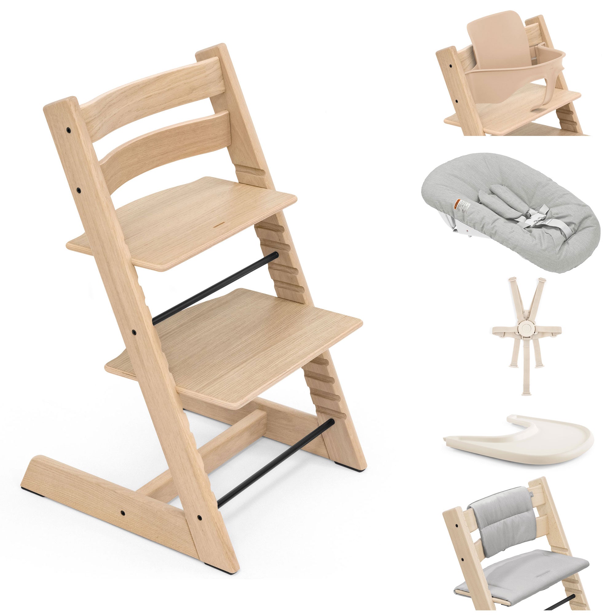 Stokke Tripp Trapp Highchair Complete Bundle in Natural (Oak) Baby Highchairs 21308-CMPL-ON 7040354952016