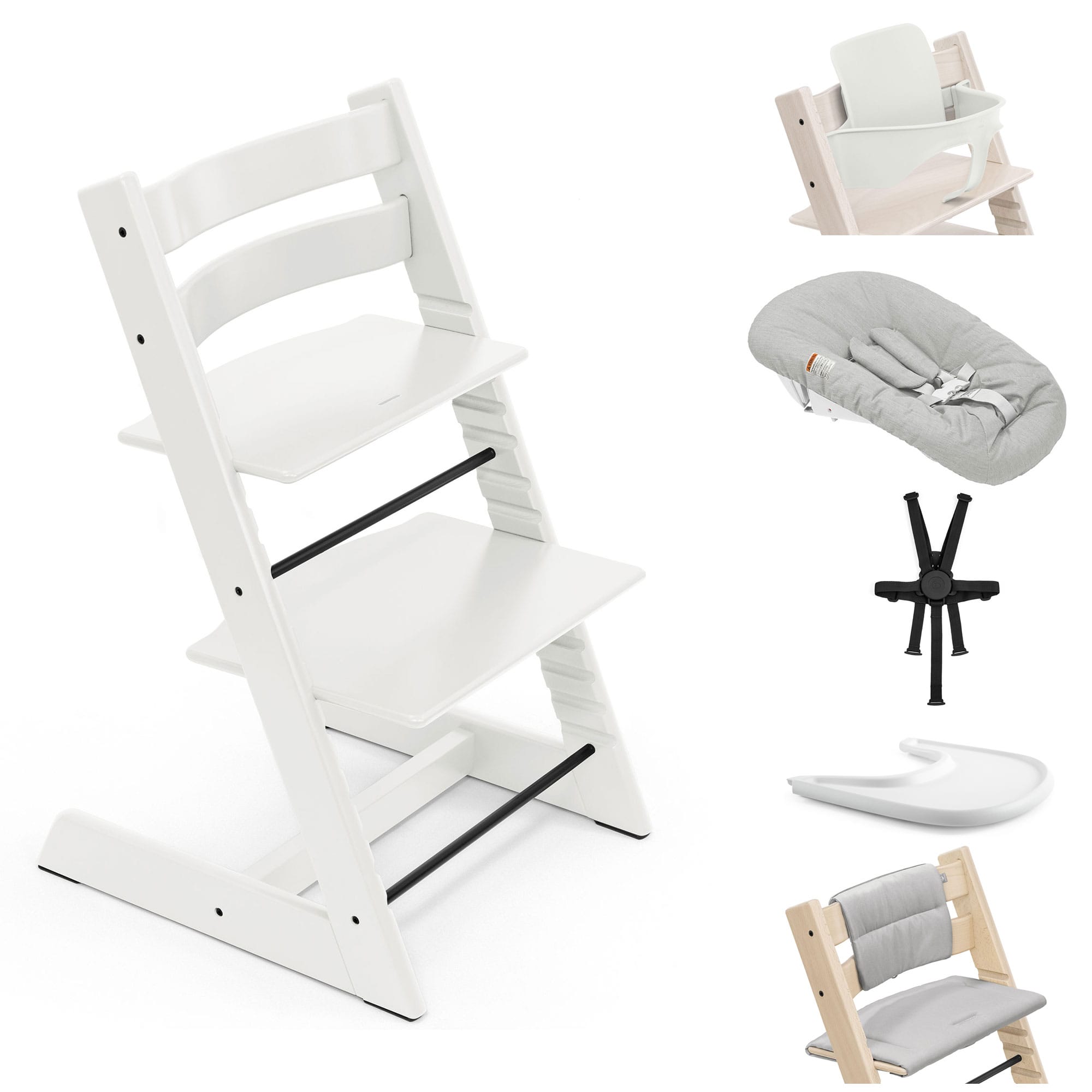 Stokke Tripp Trapp Highchair Complete Bundle in White Baby Highchairs 21308-CMPL-WH 7040351001076