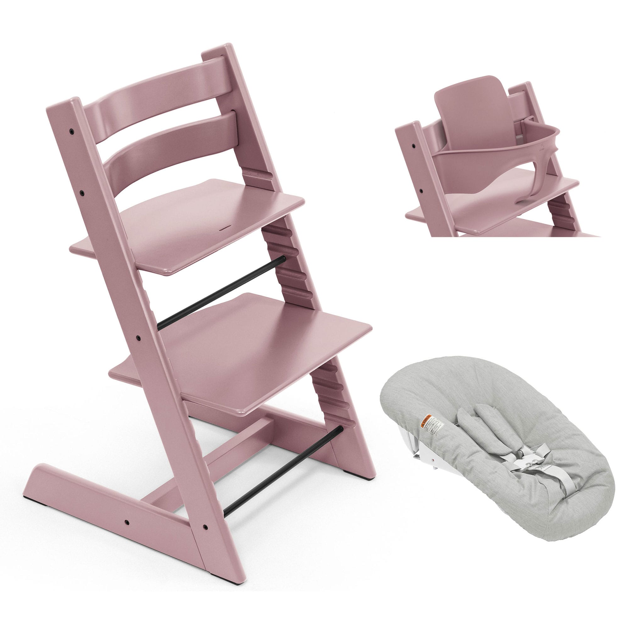 Stokke Tripp Trapp Highchair Newborn & Baby Set Bundle in Heather Mauve Baby Highchairs 21168-CHR-NBN-BBY-HM 7040351001410