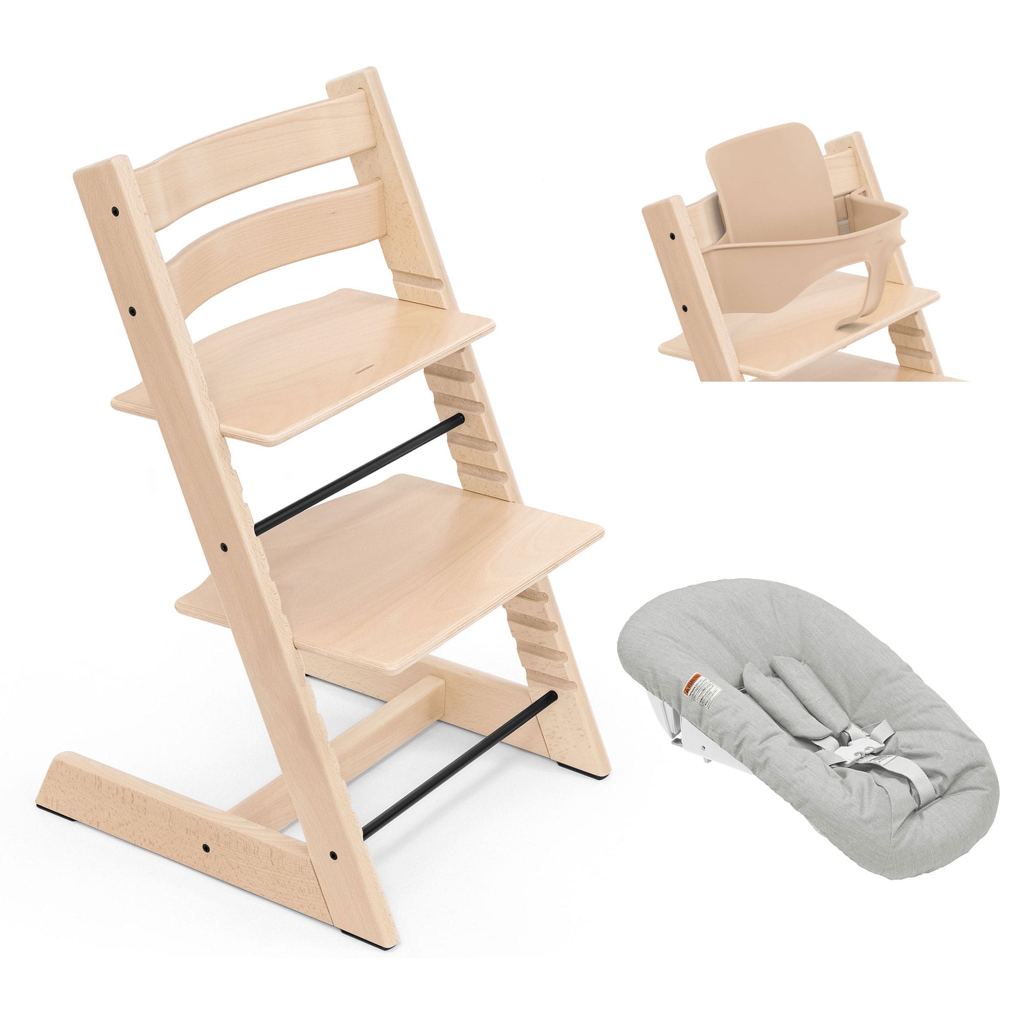 Stokke Tripp Trapp Highchair Newborn & Baby Set Bundle in Natural Baby Highchairs 21168-CHR-NBN-BBY-NT 7040351001014