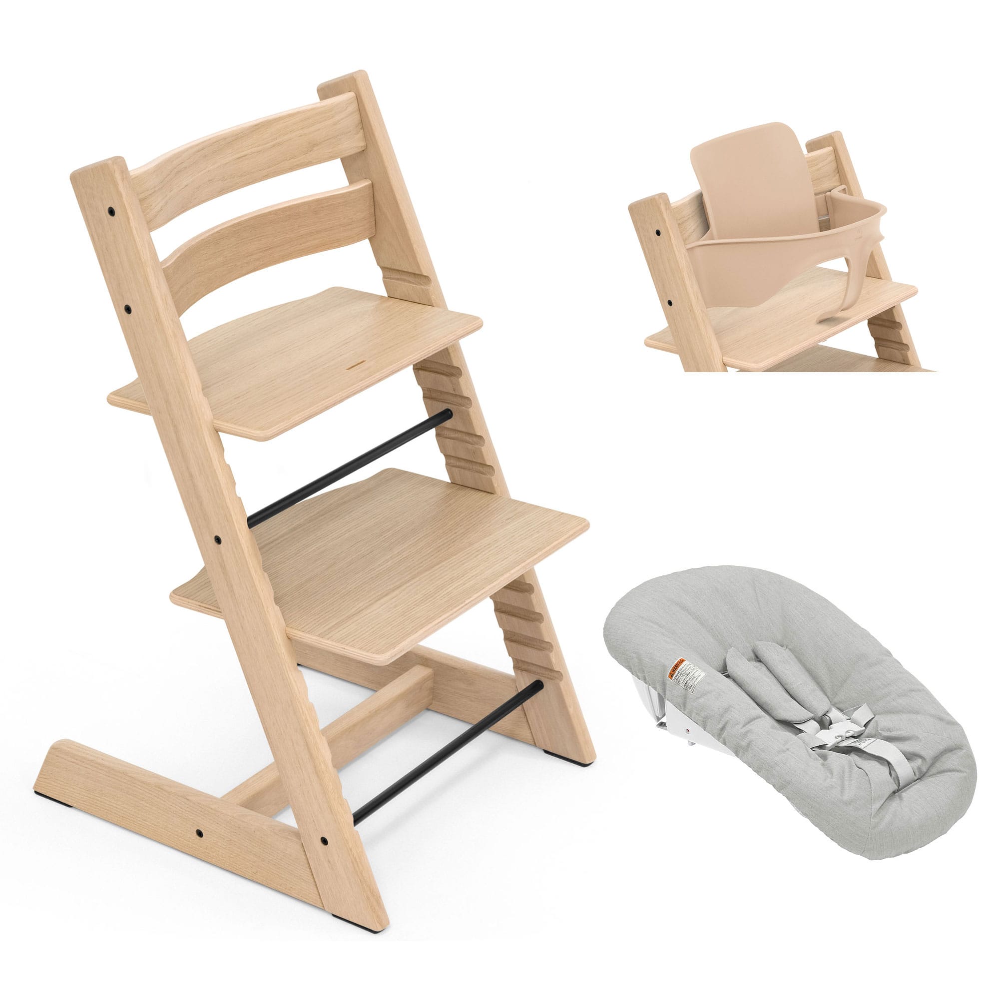 Stokke Tripp Trapp Highchair Newborn & Baby Set Bundle in Natural (Oak) Baby Highchairs 21168-CHR-NBN-BBY-NO 7040354952016