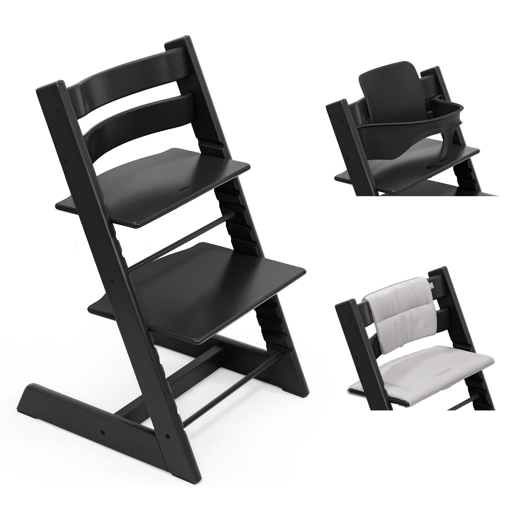 Stokke Tripp Trapp Highchair with Cushion & Baby Set in Black Baby Highchairs 21204-CHR-CUS-BBY-BL-5 7040351001038