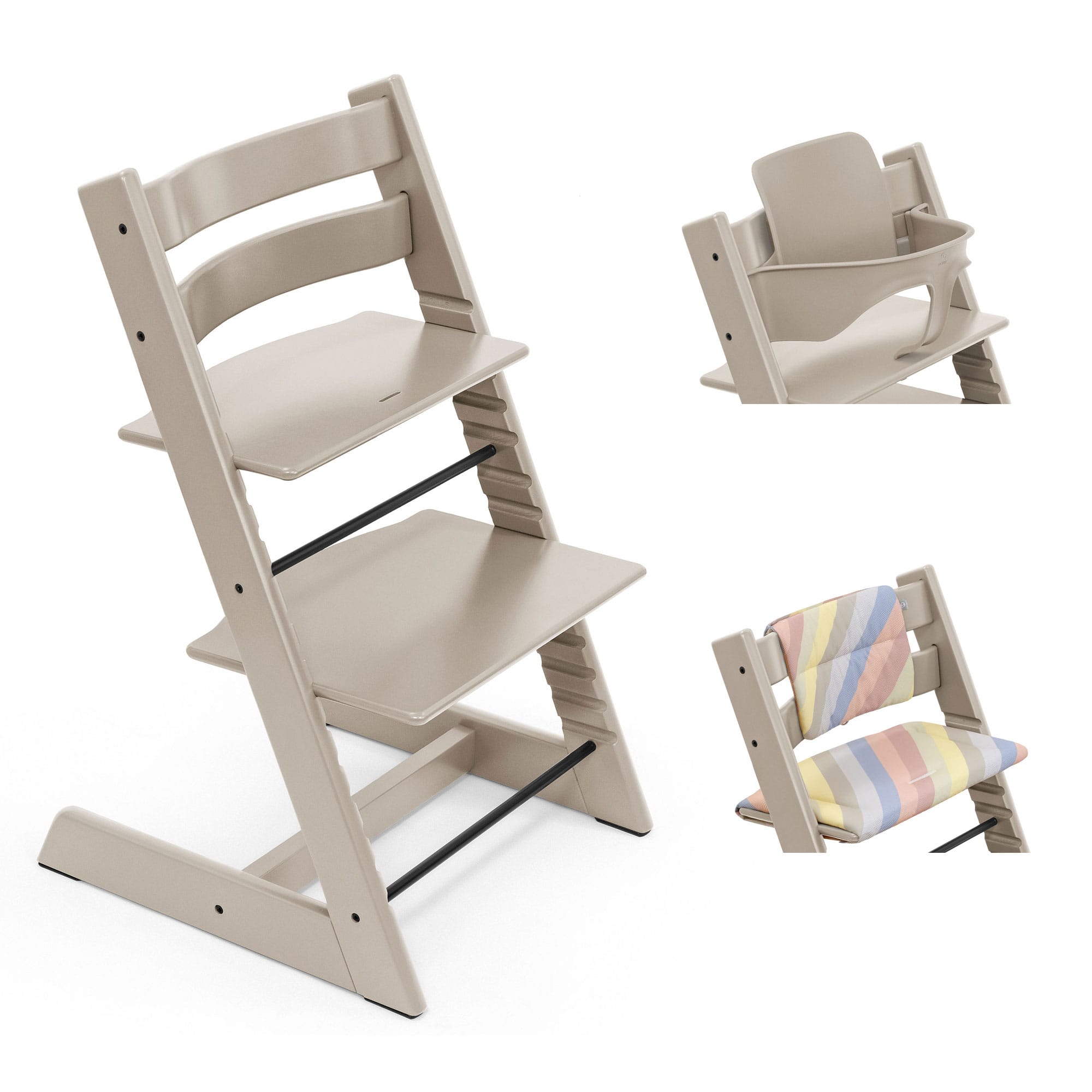 Stokke Tripp Trapp Highchair with Cushion & Baby Set in Cashmere Grey Baby Highchairs 100147-CUS-BBY-2 7040351001472
