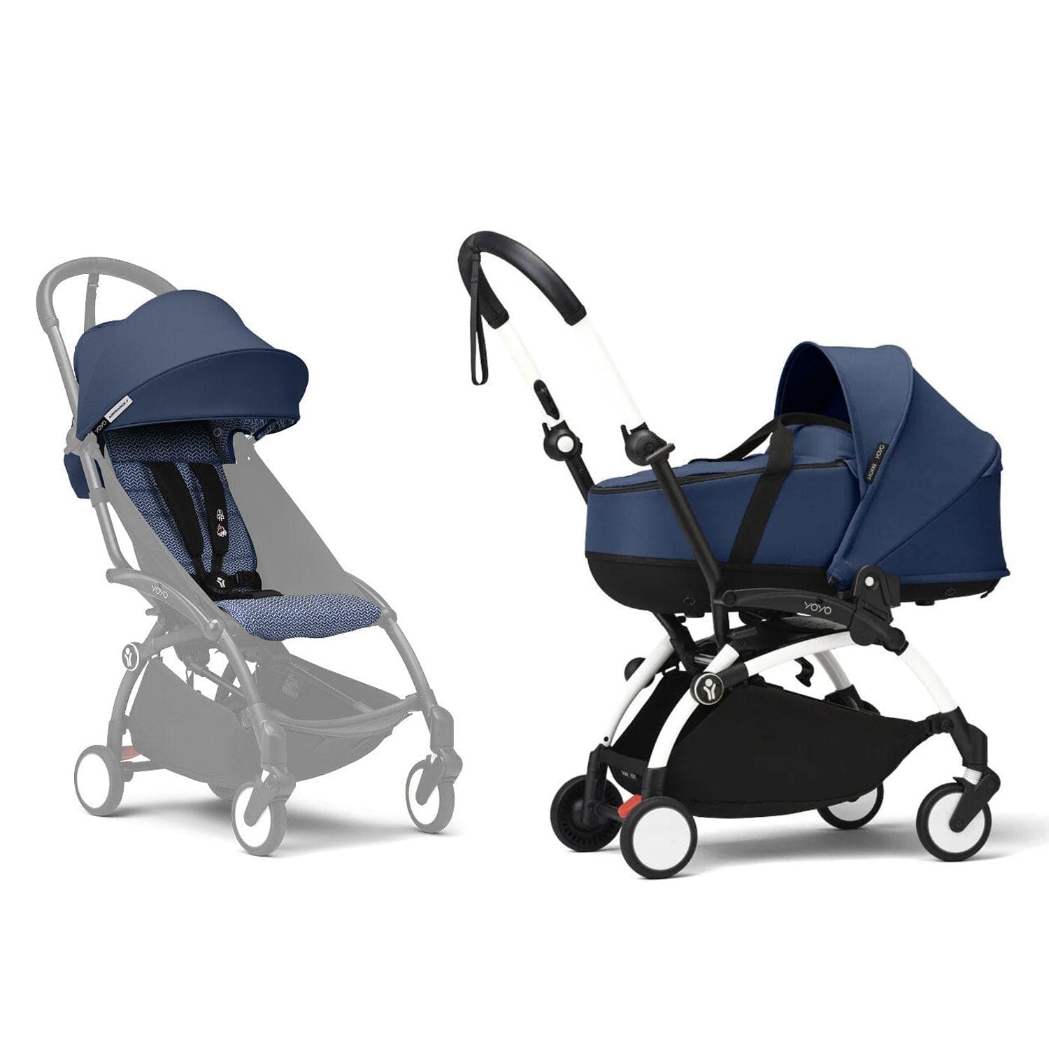 Stokke® YOYO³ Complete Pram - White/Air France Blue Baby Prams 16459-PRA-NAV 7040356474097