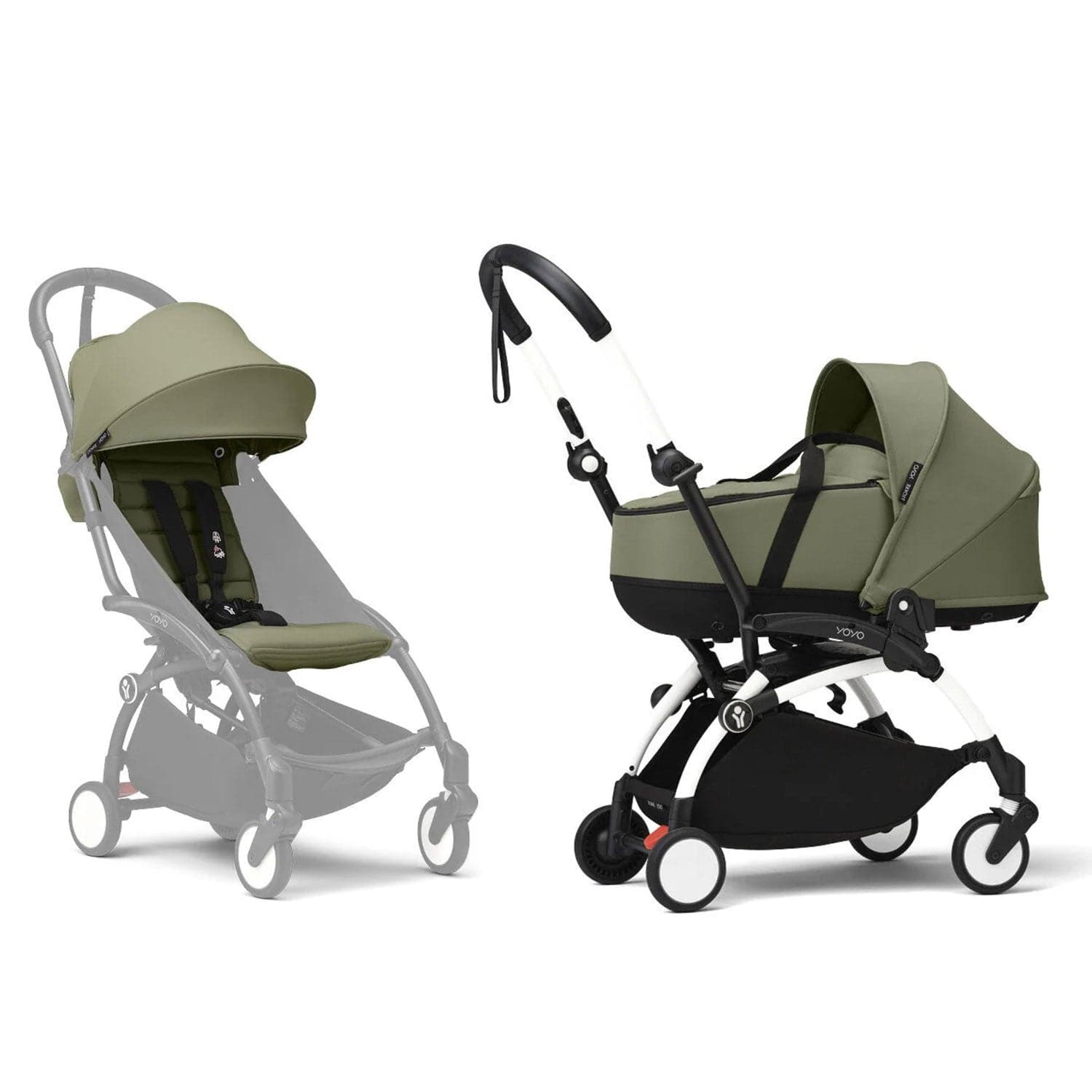 Stokke® YOYO³ Complete Pram - White/Olive Baby Prams 16463-PRA-OLI 7040356474110