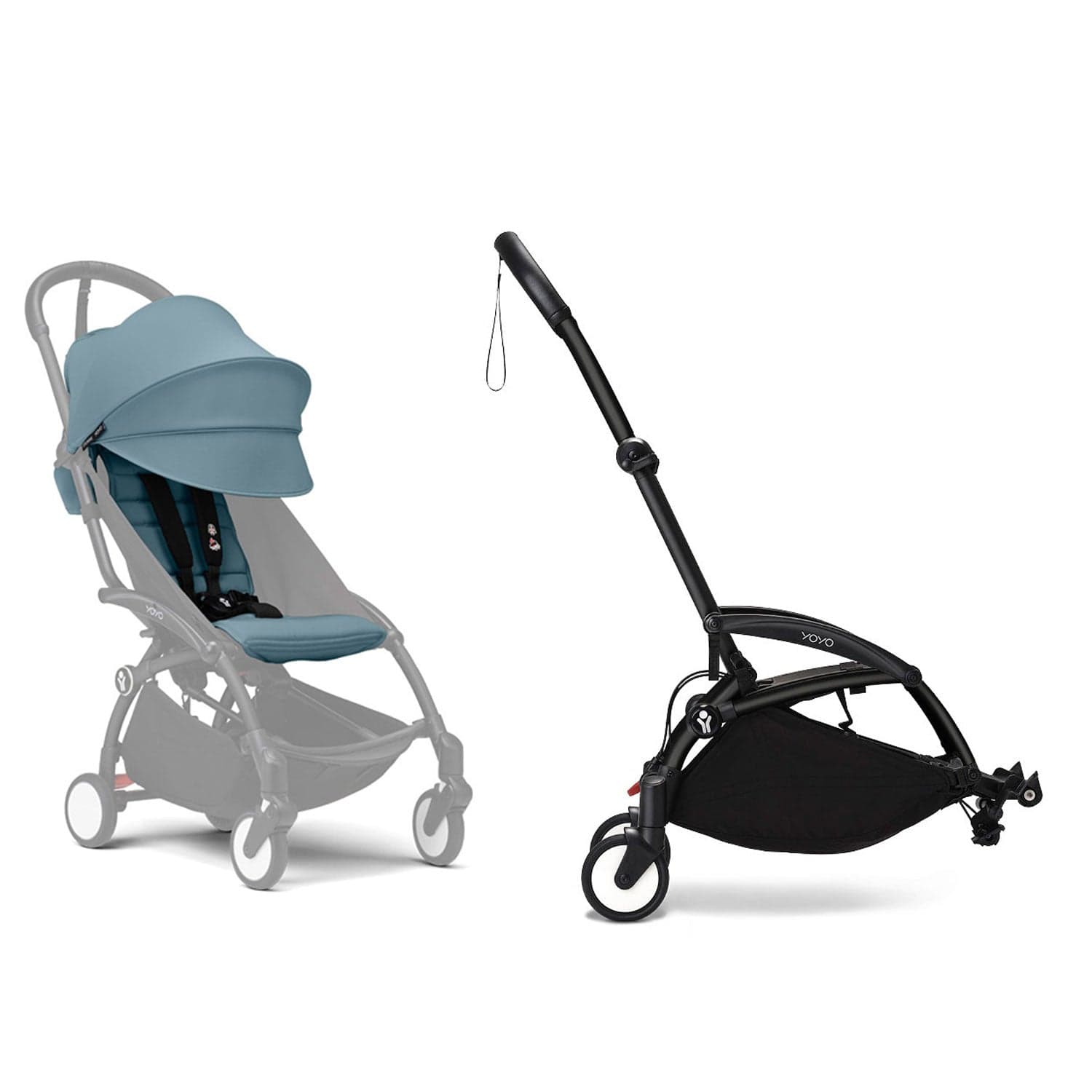 Stokke® YOYO³ Connect & 6M+ Colour Pack Bundle Black Frame - Aqua Pushchairs & Buggies 16436-CON-AQU 7040356477029