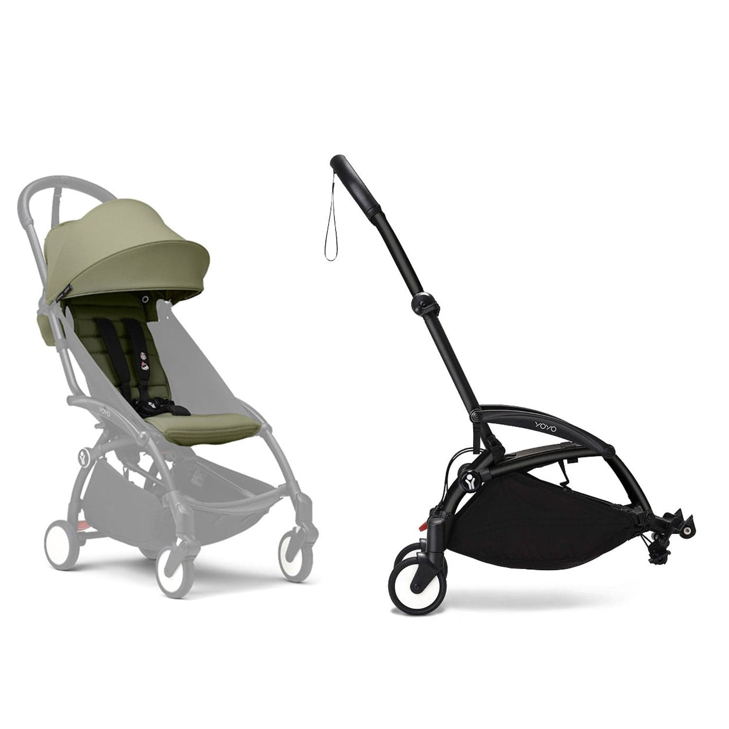Stokke® YOYO³ Connect & 6M+ Colour Pack Bundle Black Frame - Olive Pushchairs & Buggies 16438-CON-OLI 7040356477029
