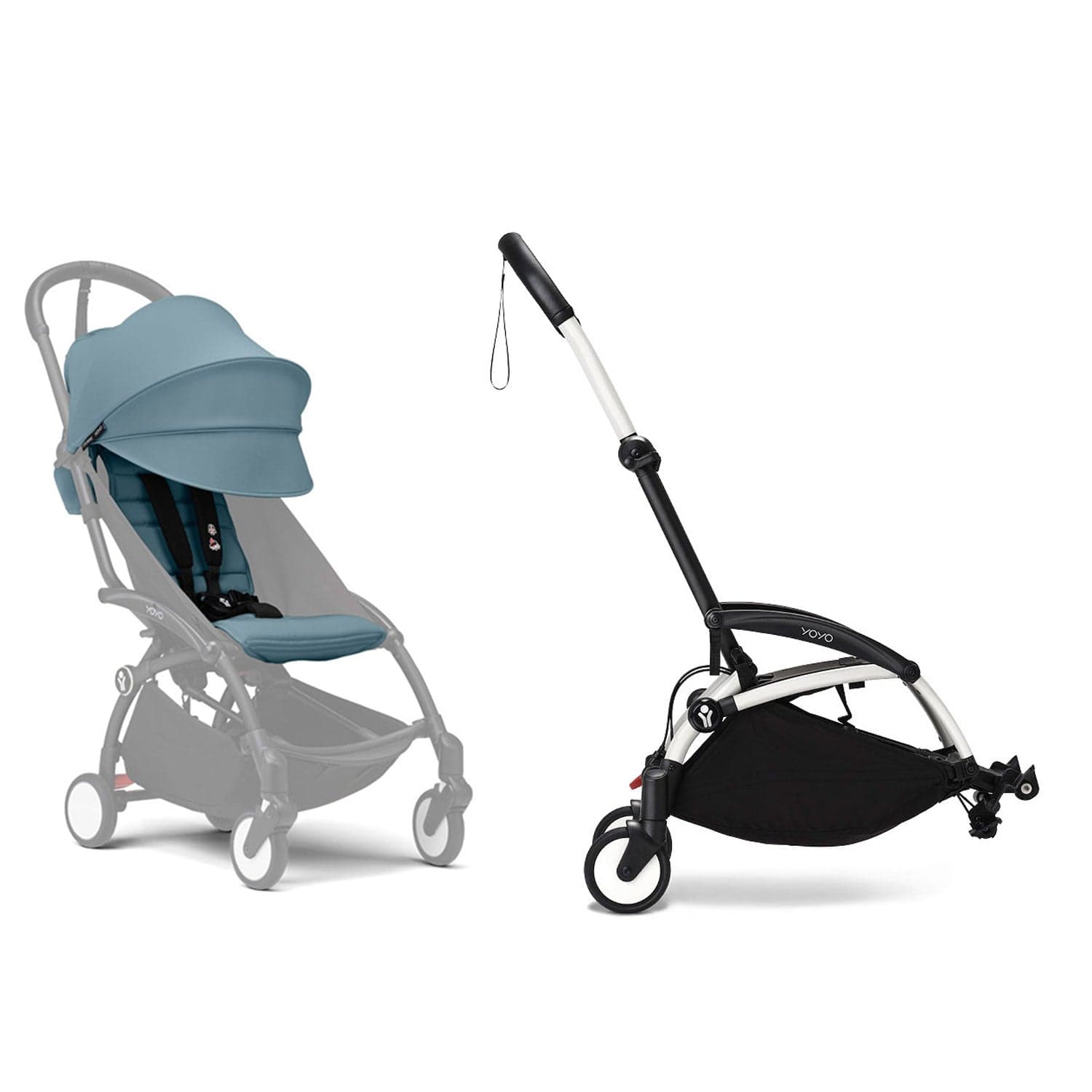 Stokke® YOYO³ Connect & 6M+ Colour Pack Bundle White Frame - Aqua Pushchairs & Buggies 16444-CON-AQU 7040356477012