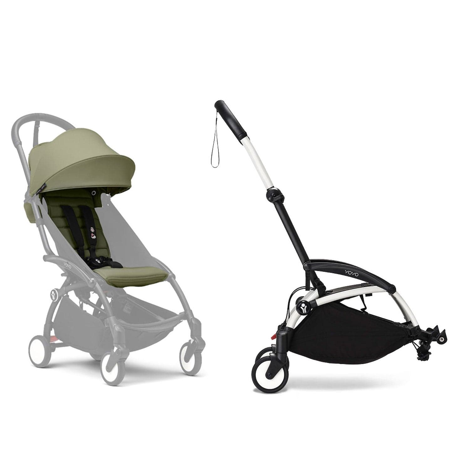 Stokke® YOYO³ Connect & 6M+ Colour Pack Bundle White Frame - Olive Pushchairs & Buggies 16446-CON-OLI 7040356477012
