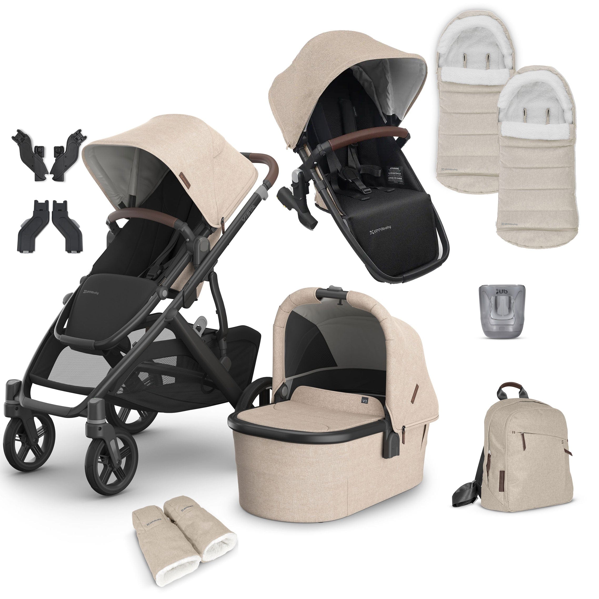 Uppababy Vista V3 Duo Complete Bundle in Liam Double & Twin Prams VIS-DUO-COM-LIAM 0810142394093