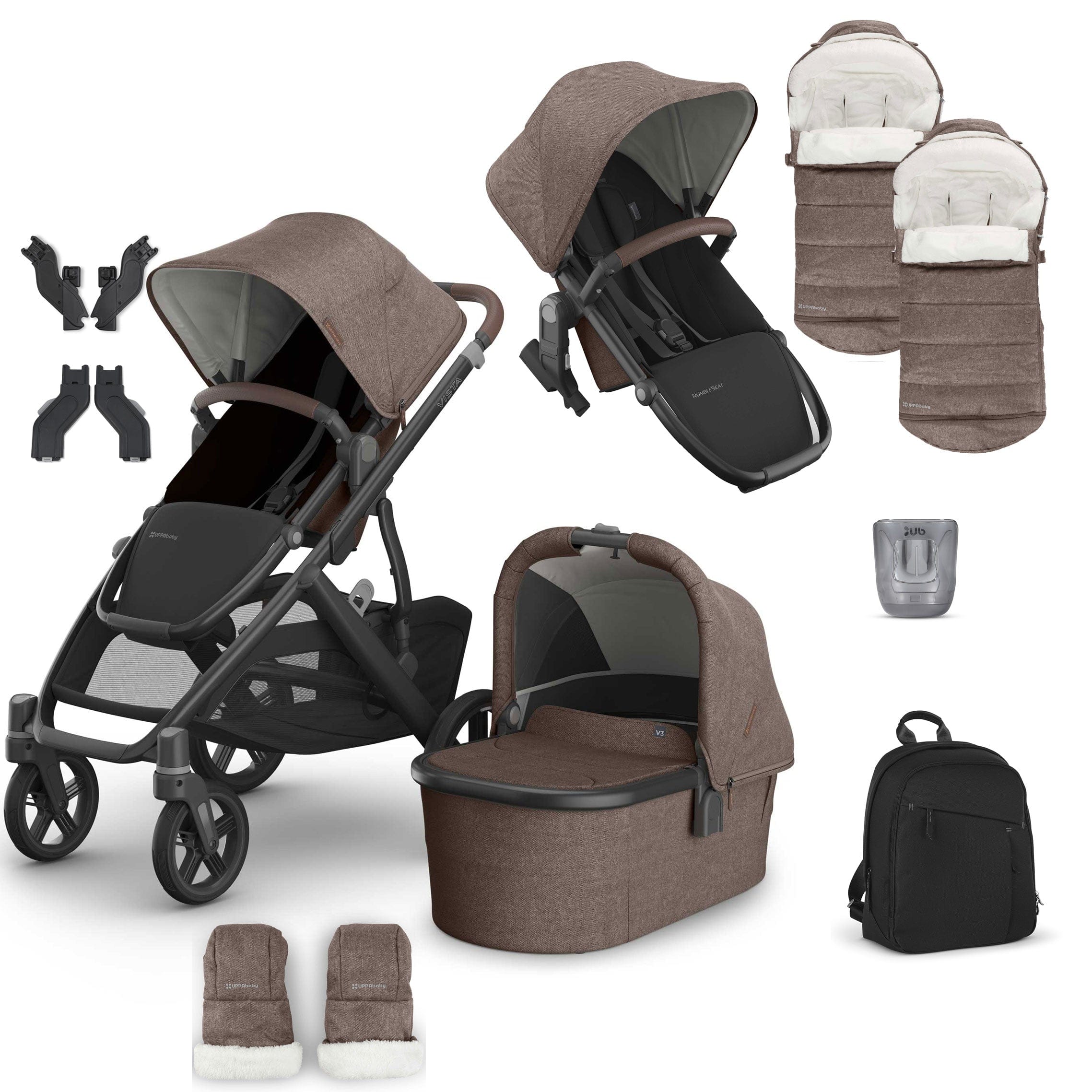 Uppababy Vista V3 Duo Complete Bundle in Owen Double & Twin Prams VIS-DUO-COM-OWN 810177712305