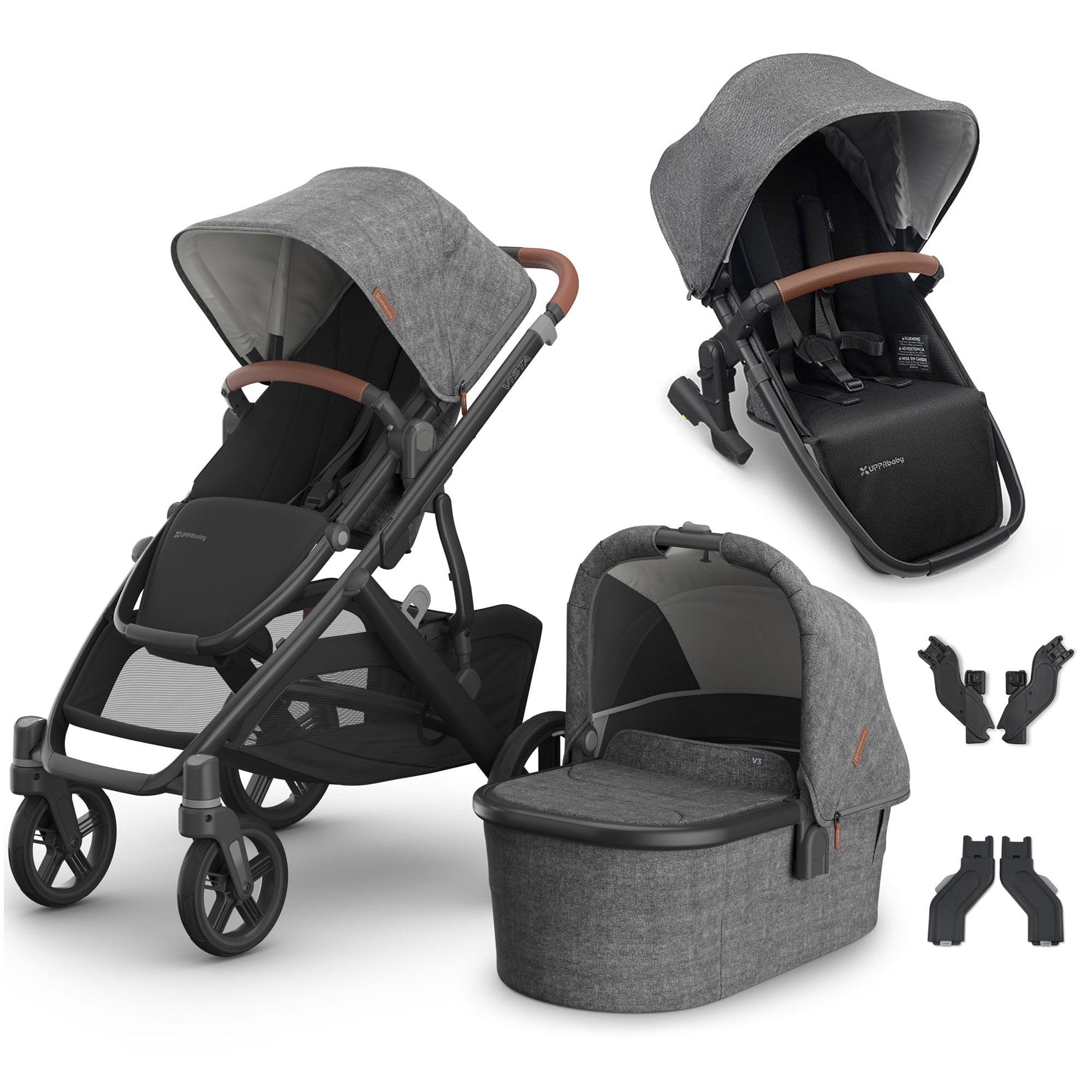 Uppababy Vista V3 Duo Pram in Greyson Double & Twin Prams VIS-DUO-GREY 0810142394154