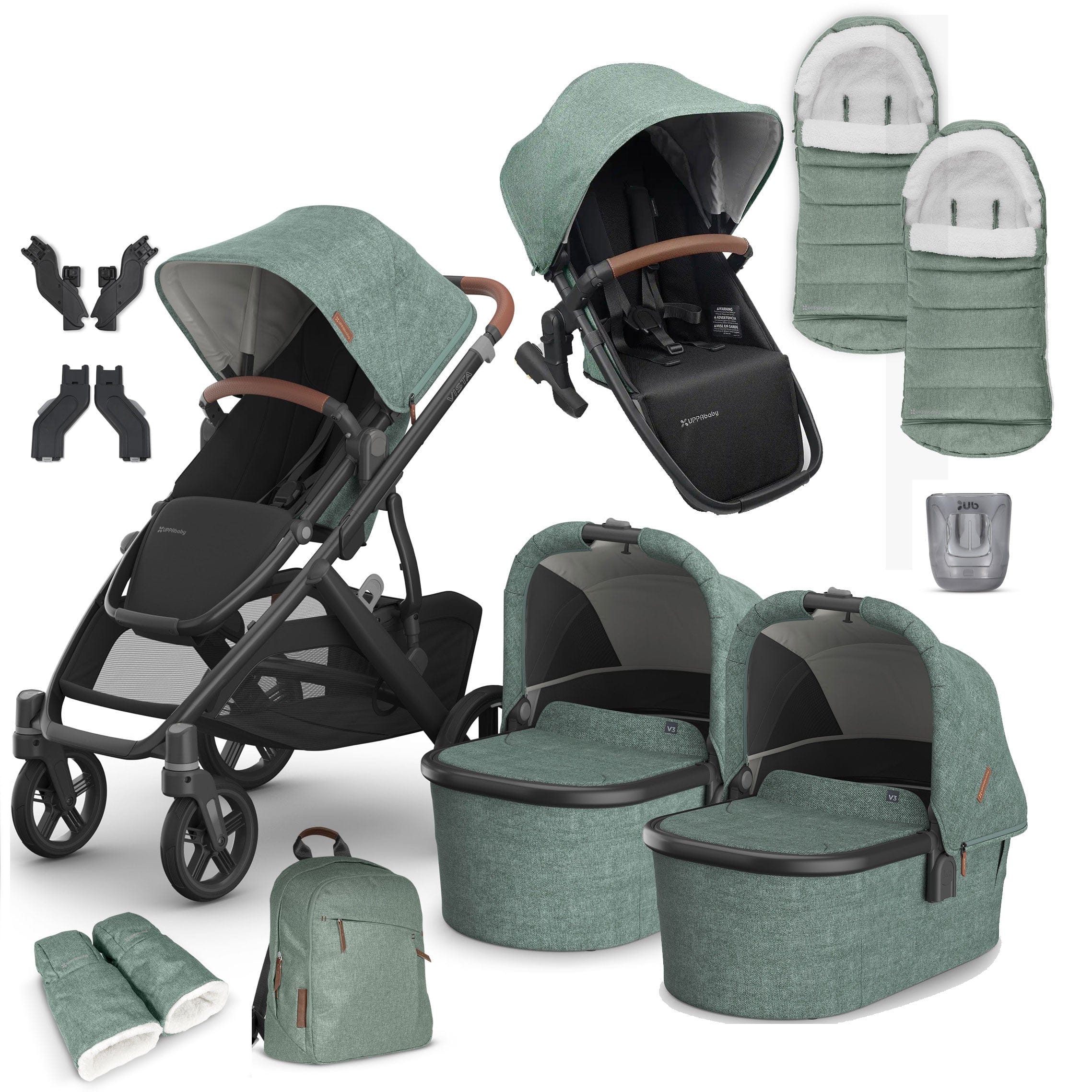 Uppababy Vista V3 Twin Complete Bundle in Gwen Double & Twin Prams VIS-TWI-COM-GWEN 0810142392686