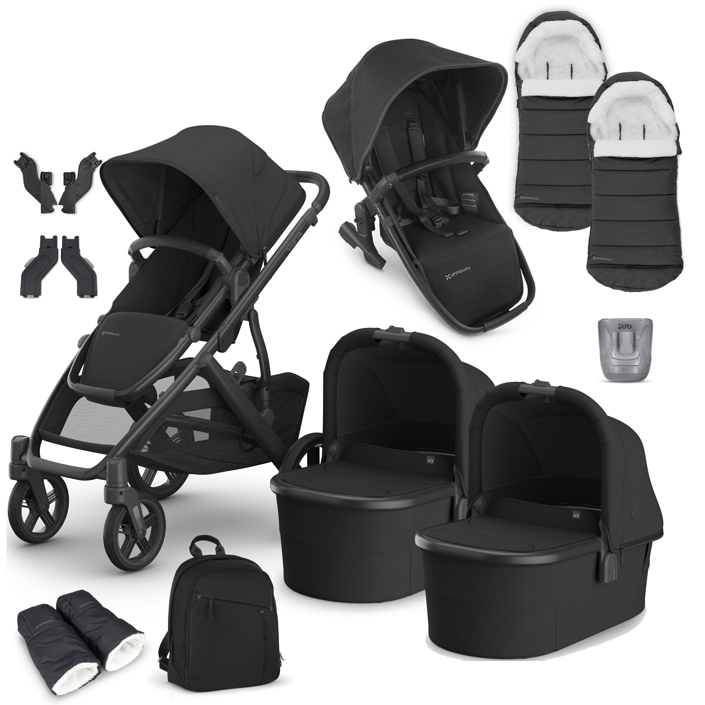 Uppababy Vista V3 Twin Complete Bundle in Jake Double & Twin Prams VIS-TWI-COM-JAKE 0810142394031