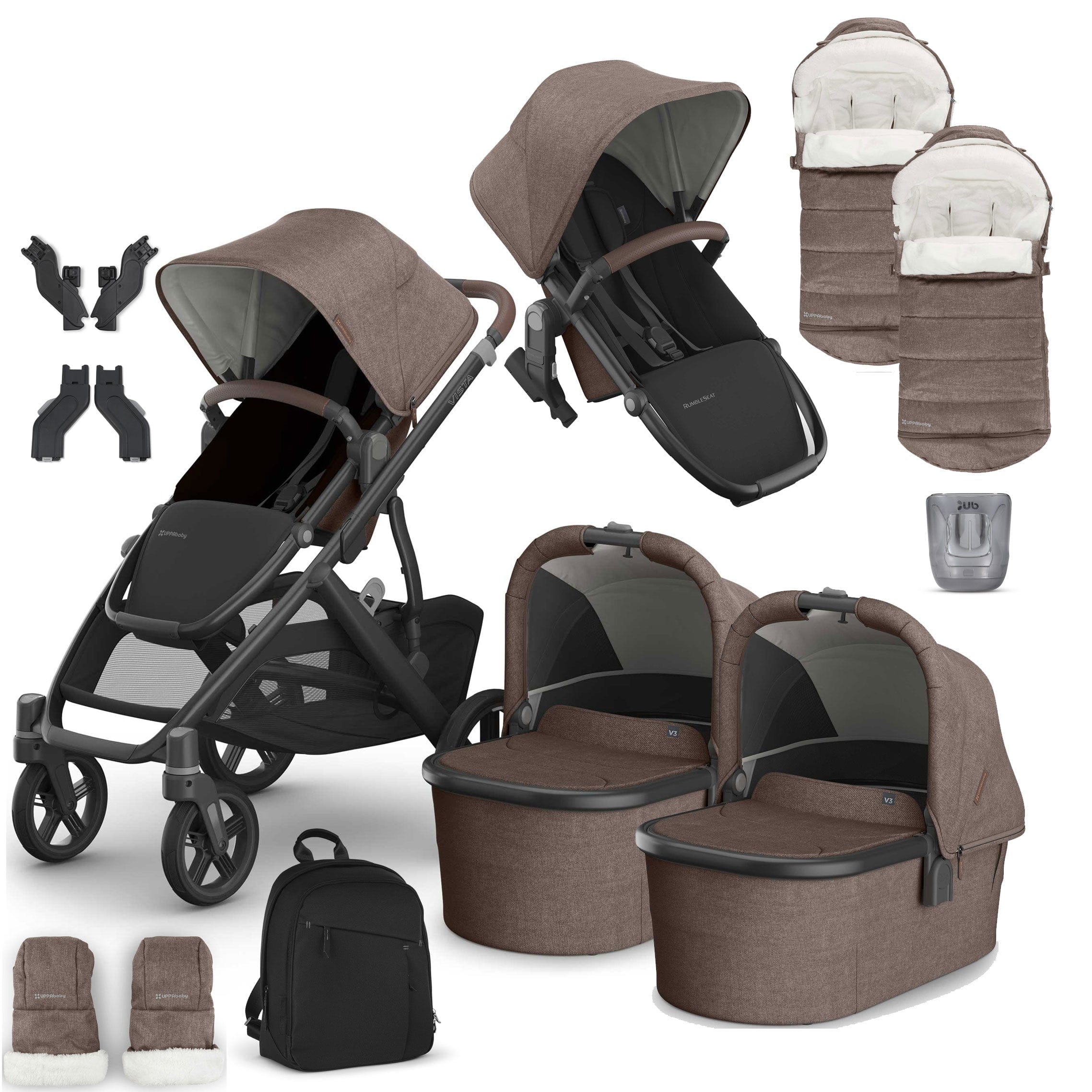 Uppababy Vista V3 Twin Complete Bundle in Owen Double & Twin Prams VIS-TWI-COM-OWN 810177712305