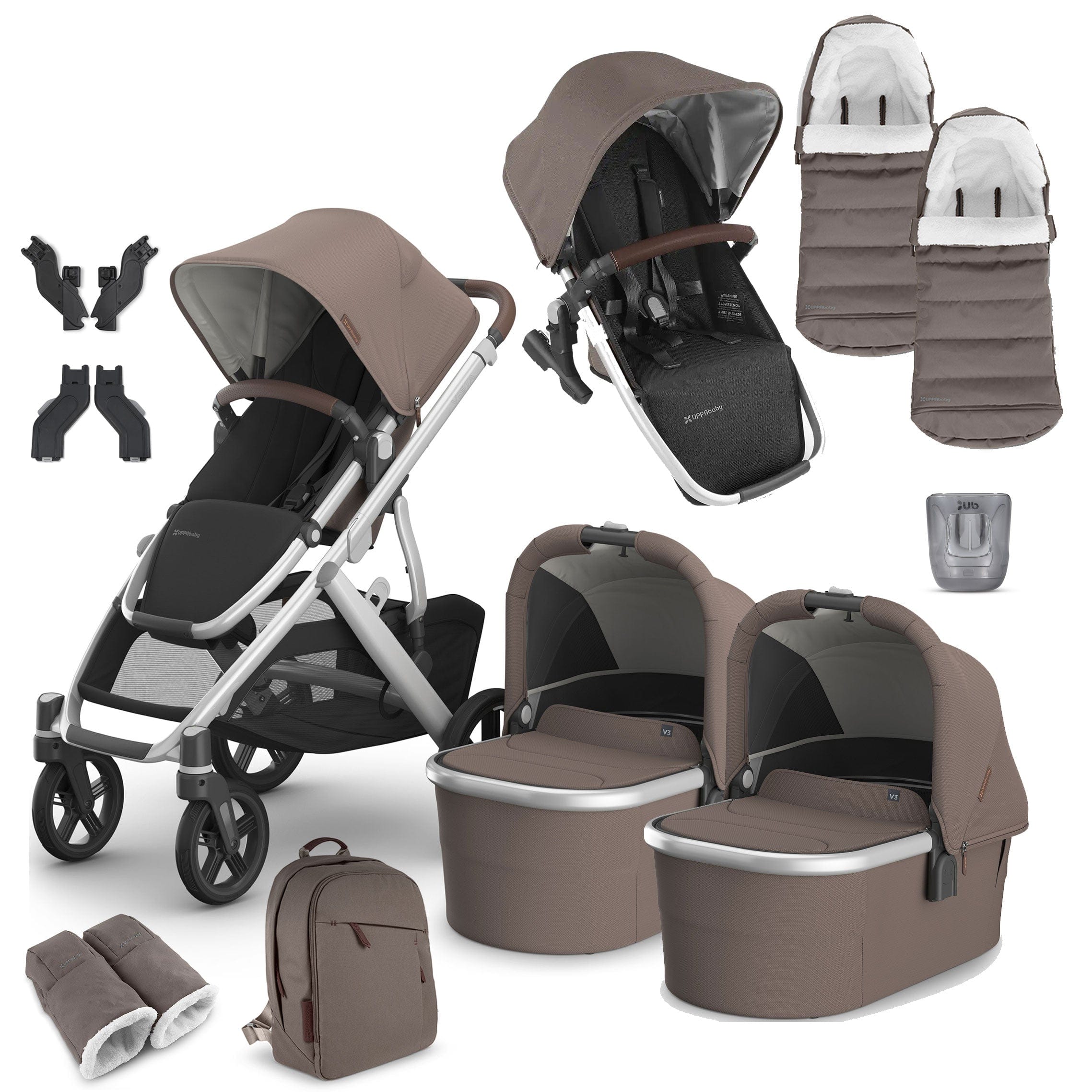 Uppababy Vista V3 Twin Complete Bundle in Theo Double & Twin Prams VIS-TWI-COM-THEO 0810142394277