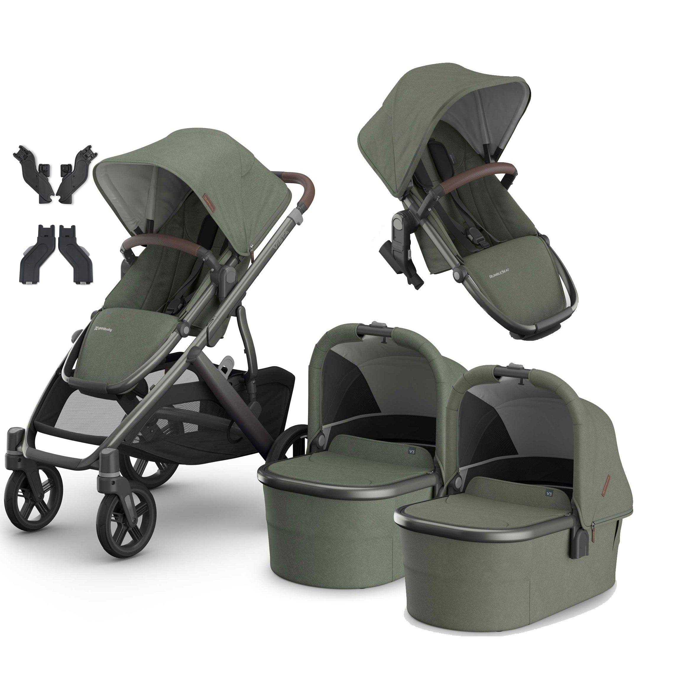Uppababy Vista V3 Twin Pram in Evelyn Double & Twin Prams VIS-TWIN-EVE 810177712282