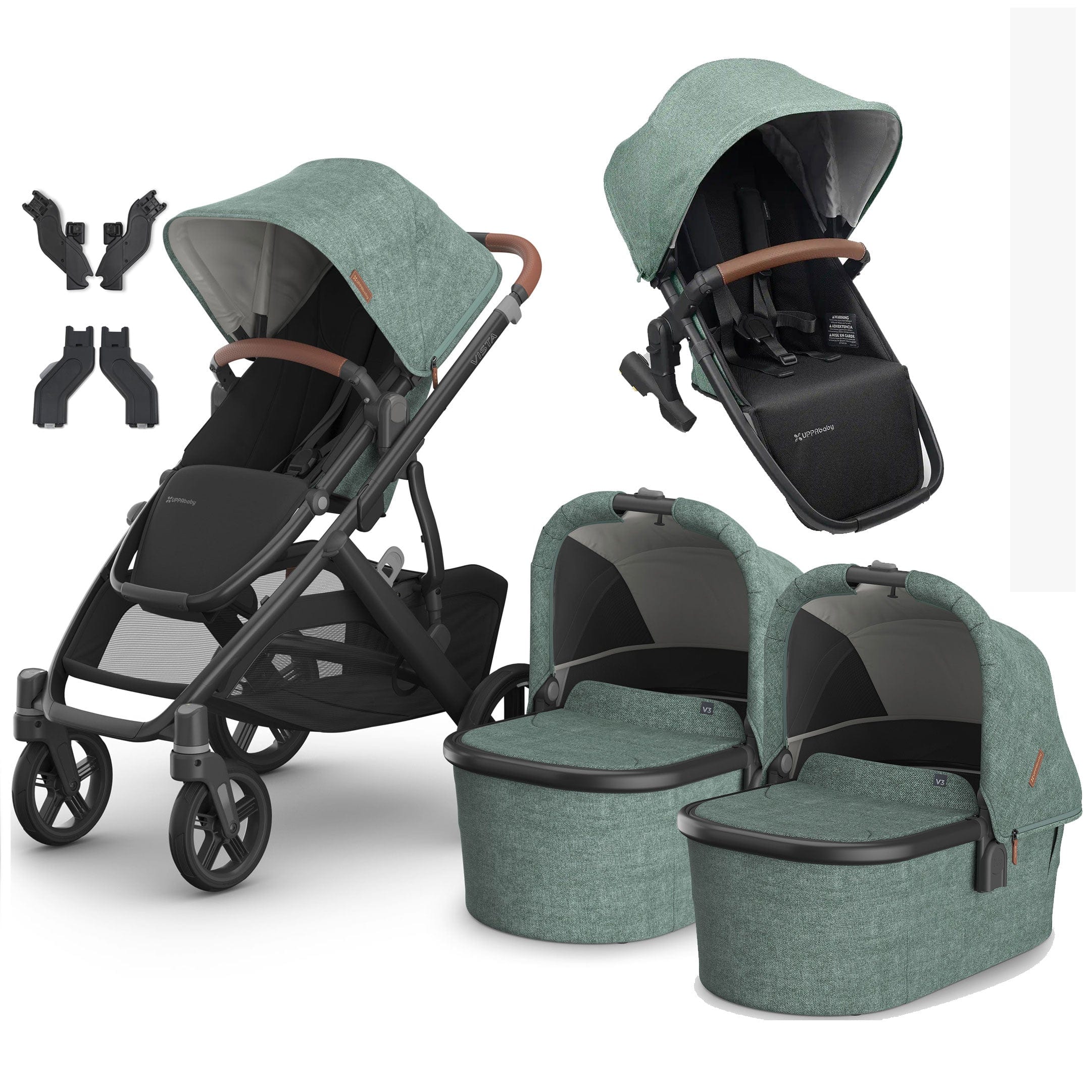 Uppababy Vista V3 Twin Pram in Gwen Double & Twin Prams VIS-TWIN-GWEN 0810142392686