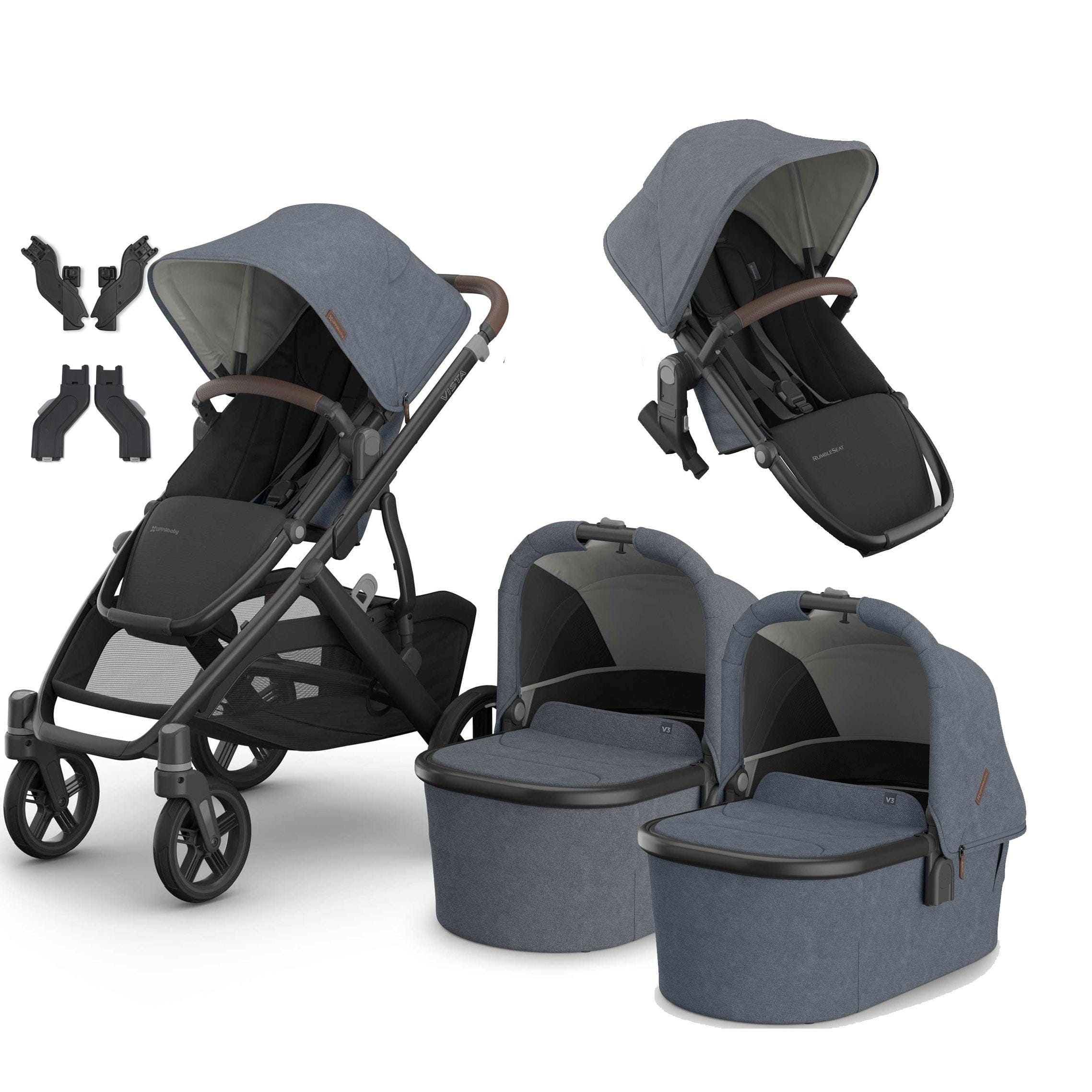 Uppababy Vista V3 Twin Pram in Julian Double & Twin Prams VIS-TWIN-JUL 810177712299