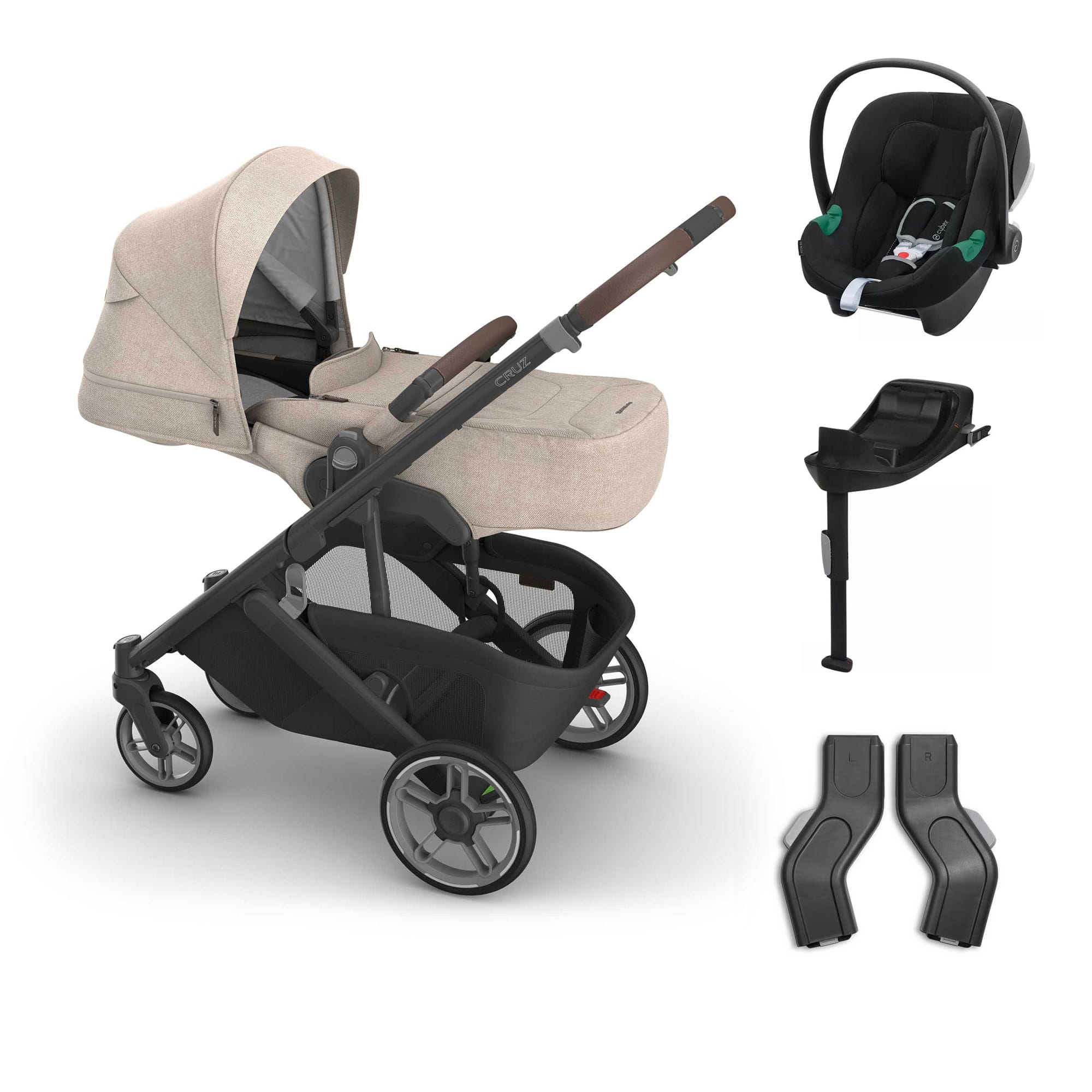 UPPAbaby Cruz V3 Cybex Bundle + Infant Cover in Liam Travel Systems 20801-CRZ-INF-LIA-4 0810177711261