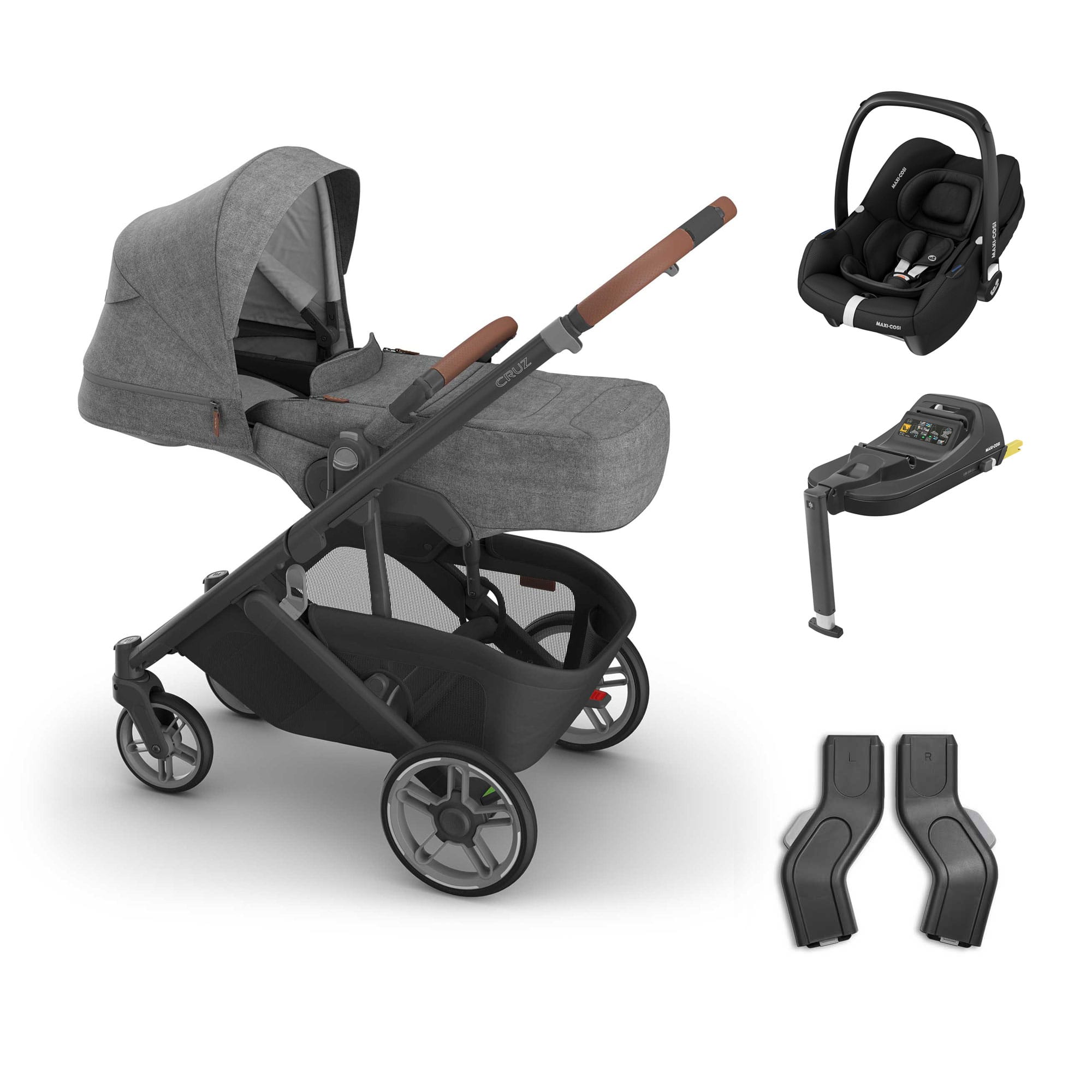 UPPAbaby Cruz V3 Maxi-Cosi Bundle + Infant Cover in Greyson Travel Systems 20789-CRZ-INF-GRY-1 0810177711254