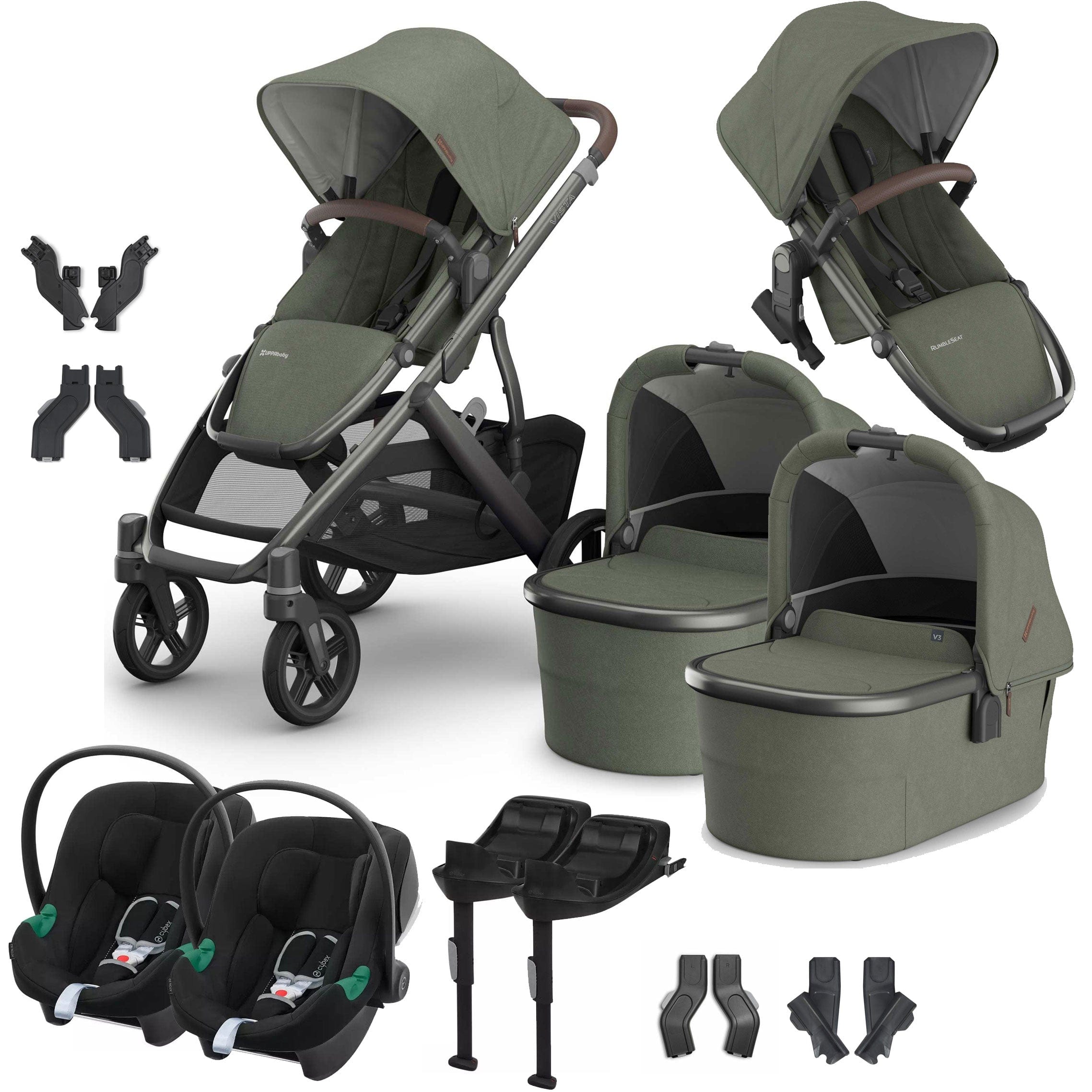 Uppababy Vista V3 Twin Cybex Travel System in Evelyn