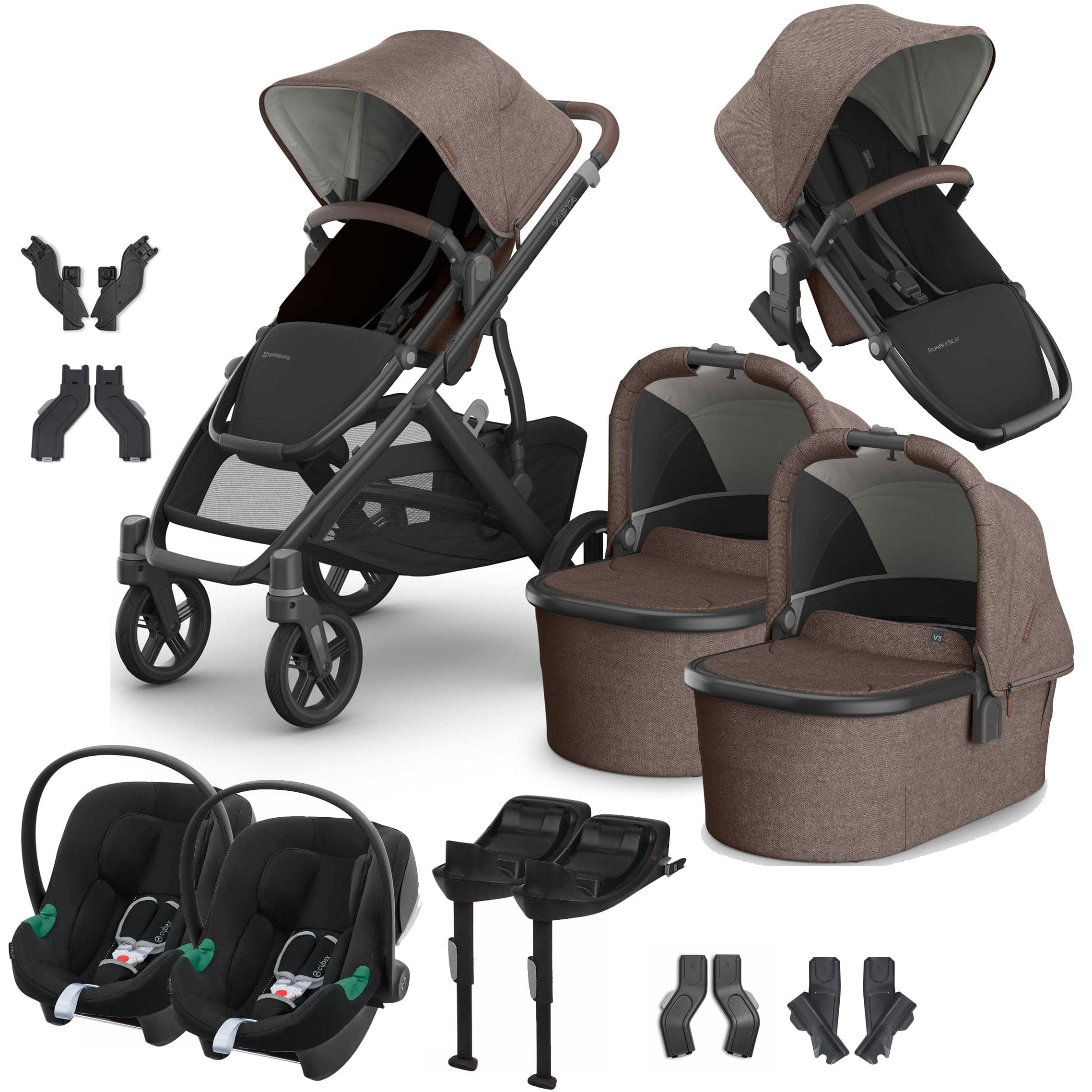 Uppababy Vista V3 Twin Cybex Travel System in Owen Travel Systems VIS-TWIN-TS-OWN-4 810177712305