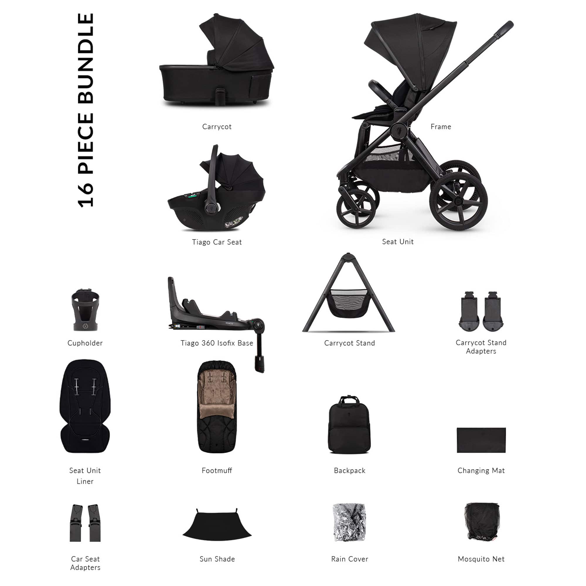Venicci Tinum Upline 3 Ultimate Bundle in Onyx Baby Prams 2001210501 5905261336026