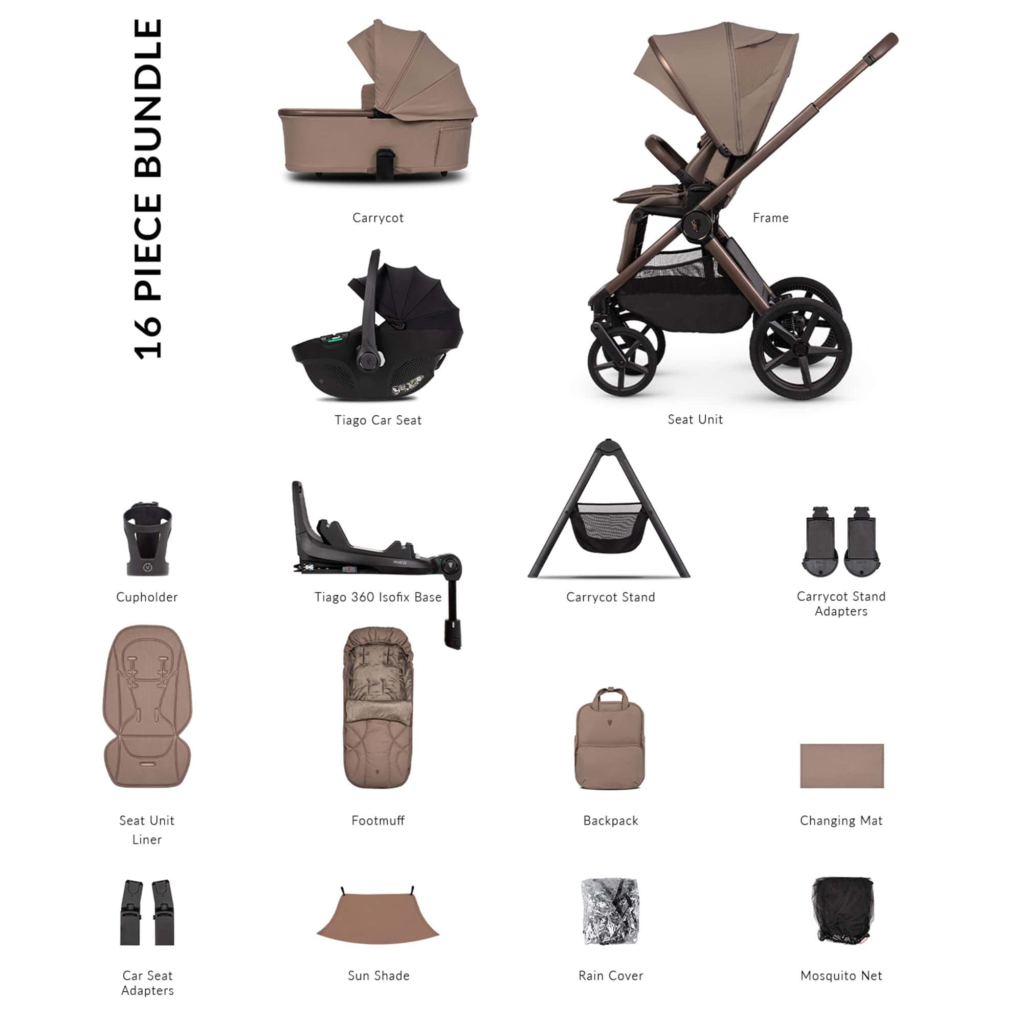 Venicci Tinum Upline 3 Ultimate Bundle in Sand Baby Prams 2001210512 5905261336019
