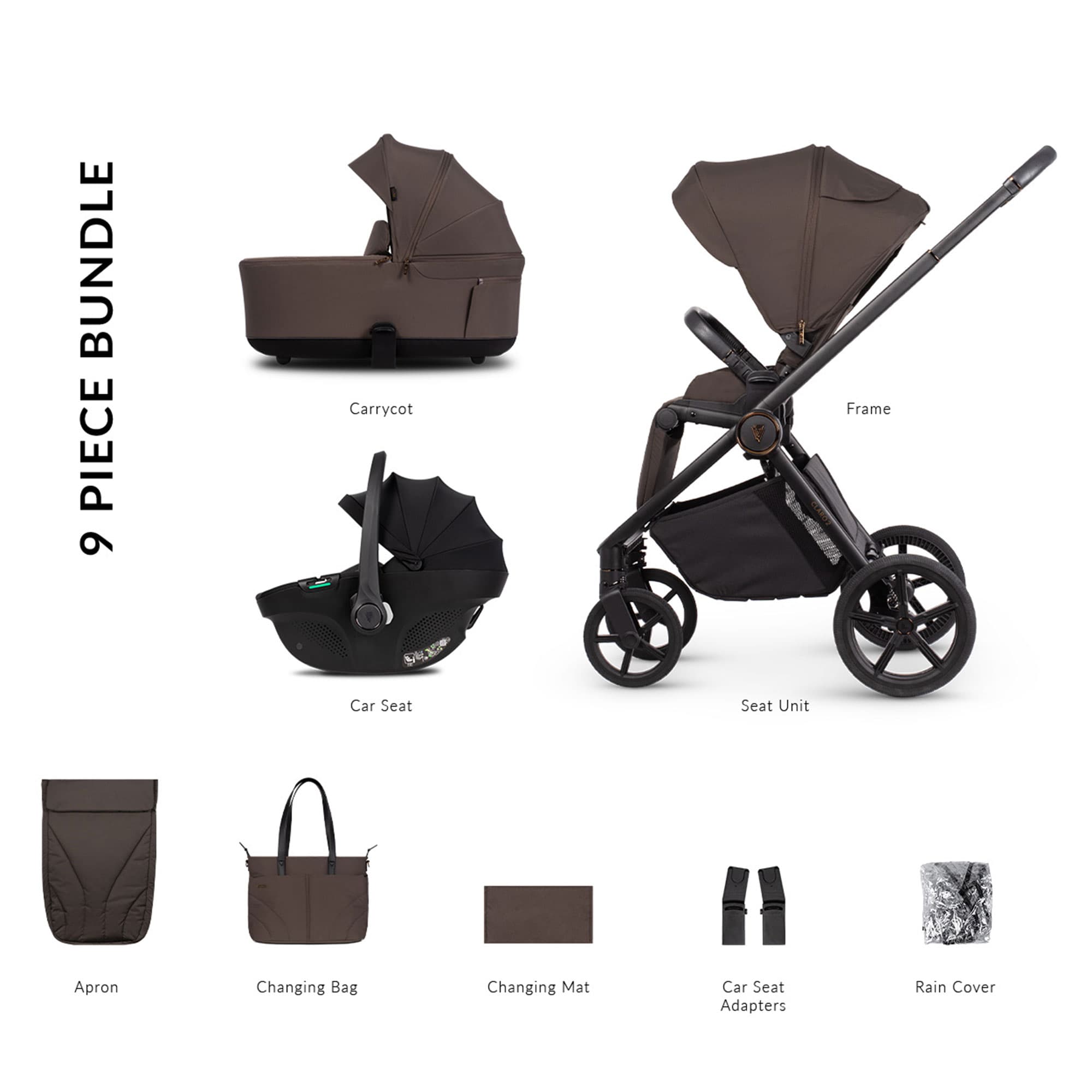 Venicci Claro 2 Comfort Bundle in Chocolate Travel Systems 2001410310 5905261336774