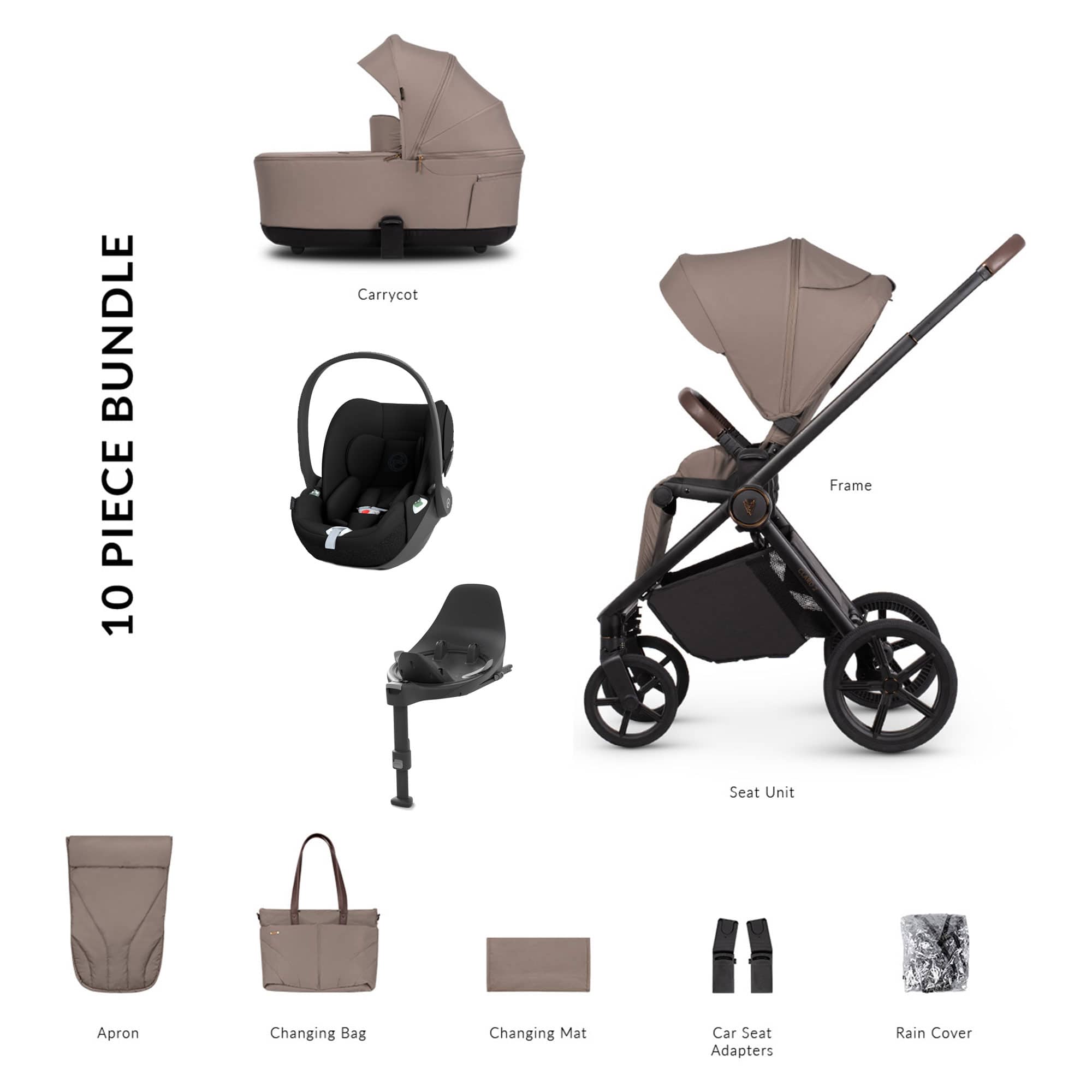 Venicci Claro 2 Cybex Luxury Bundle in Almond Travel Systems 22783-ALM 5905261336507