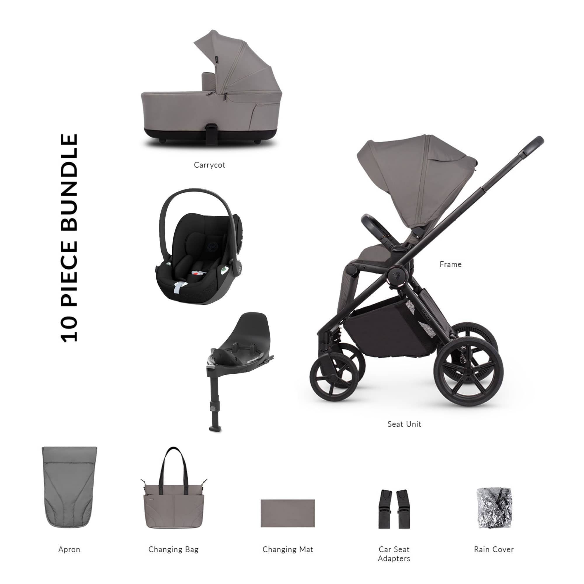 Venicci Claro 2 Cybex Luxury Bundle in Fog Travel Systems 22783-FOG 5905261336514