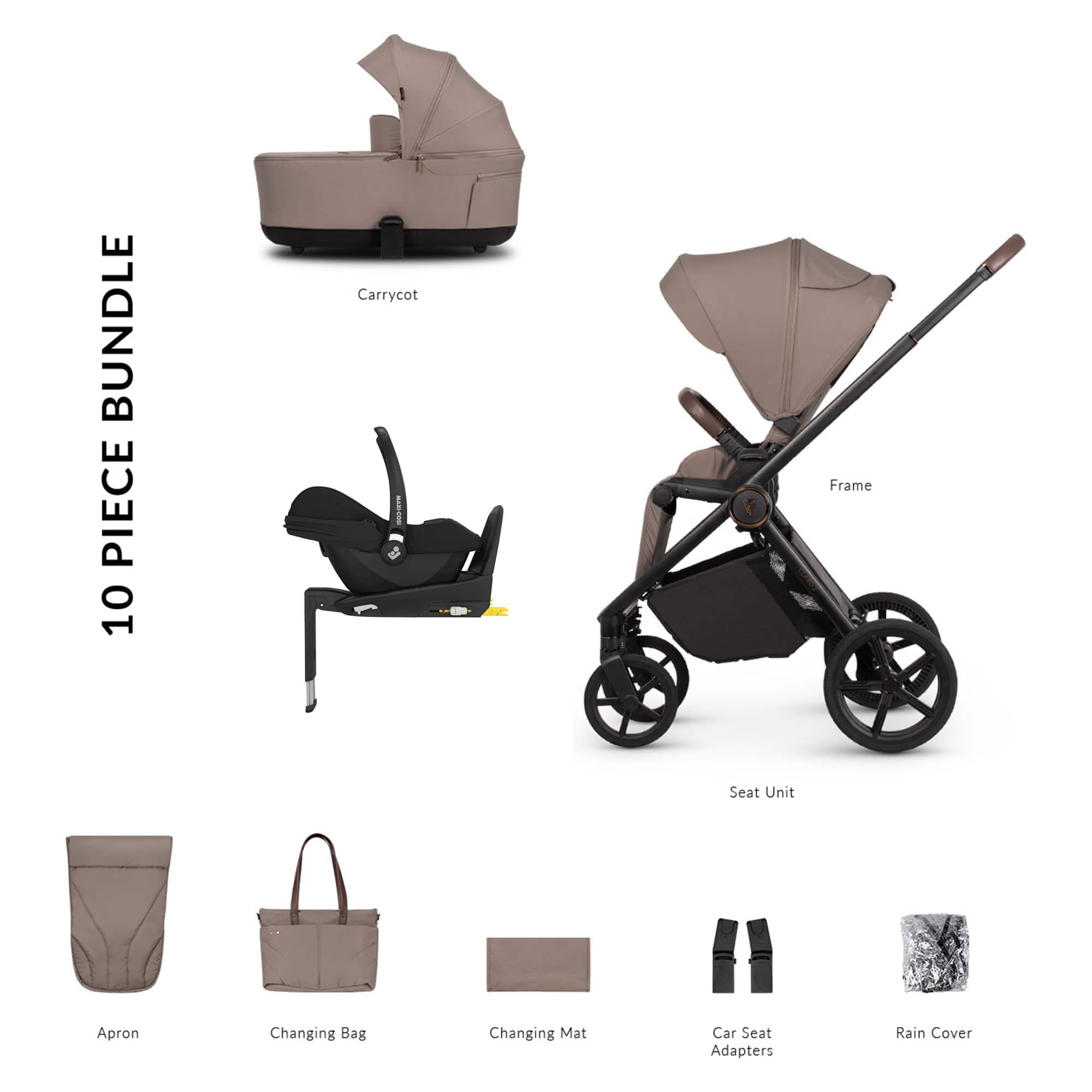 Venicci Claro 2 Maxi-Cosi Luxury Bundle in Almond Travel Systems 22788-ALM 5905261336507