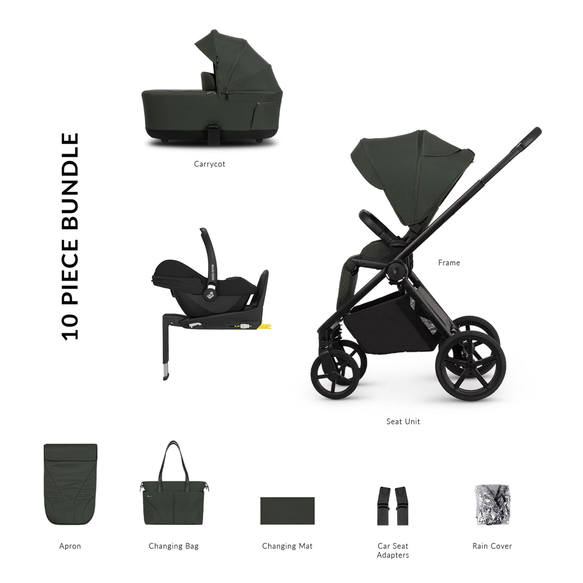 Venicci Claro 2 Maxi-Cosi Luxury Bundle in Forest Travel Systems 22788-FOR 5905261336484
