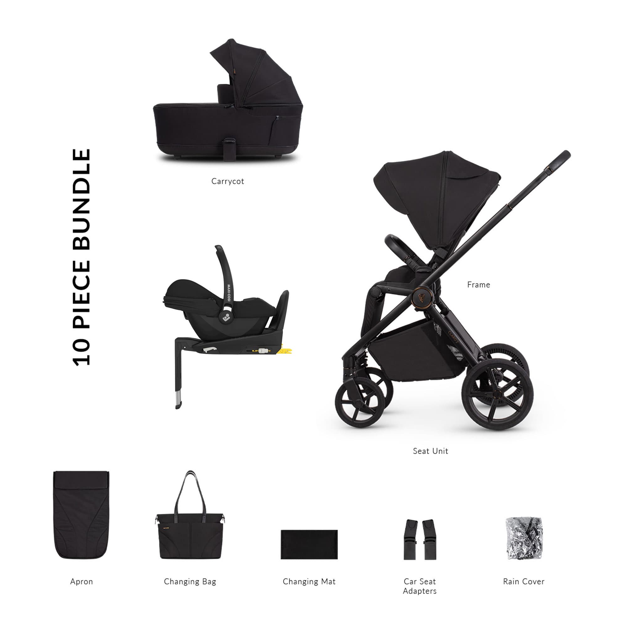 Venicci Claro 2 Maxi-Cosi Luxury Bundle in Noir Travel Systems 22788-NOI 5905261336491