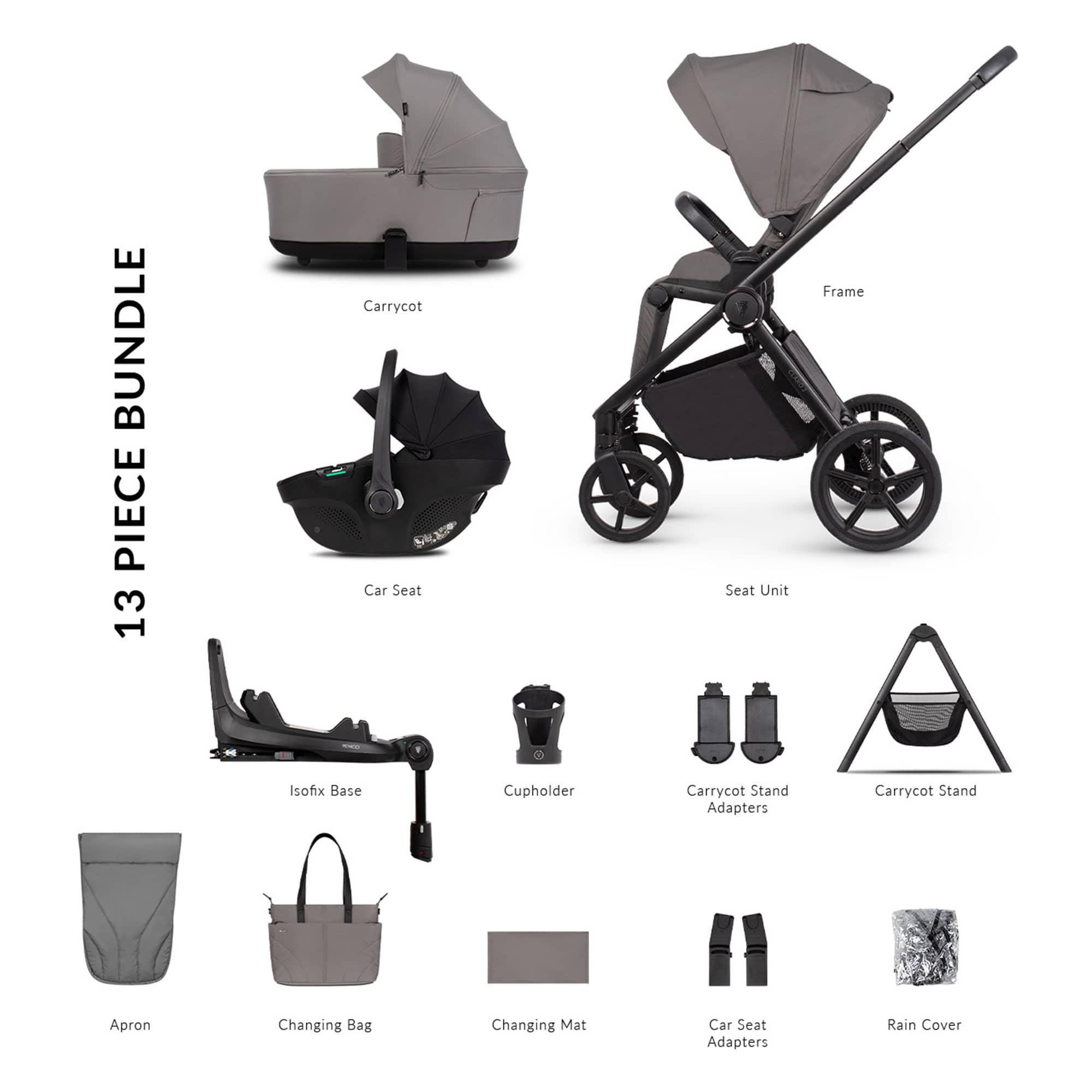 Venicci Claro 2 Ultimate Bundle in Fog Travel Systems 2001410505 5905261337047