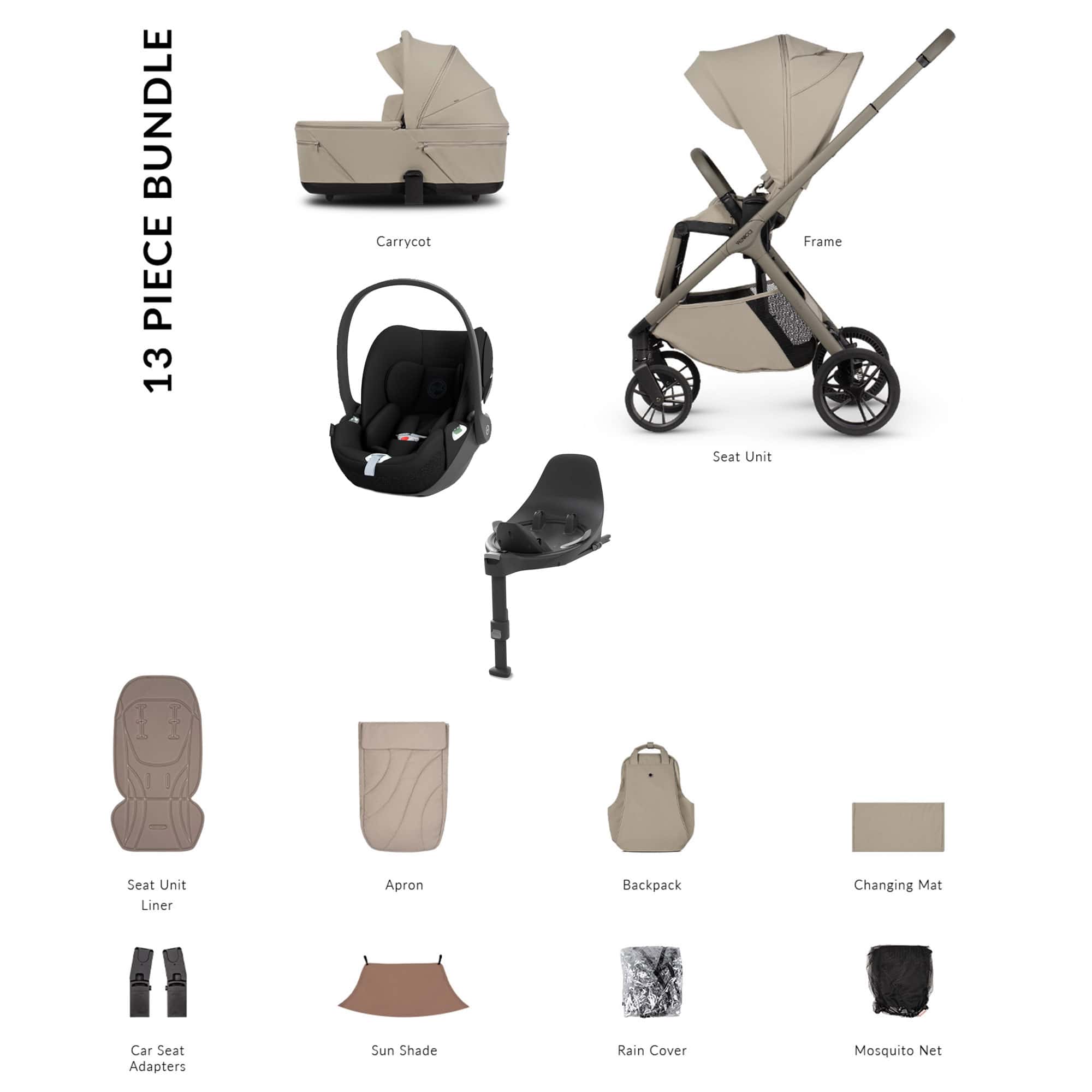 Venicci Tila Cybex Luxury Bundle in Latte Travel Systems 22775-LAT 5905261337276